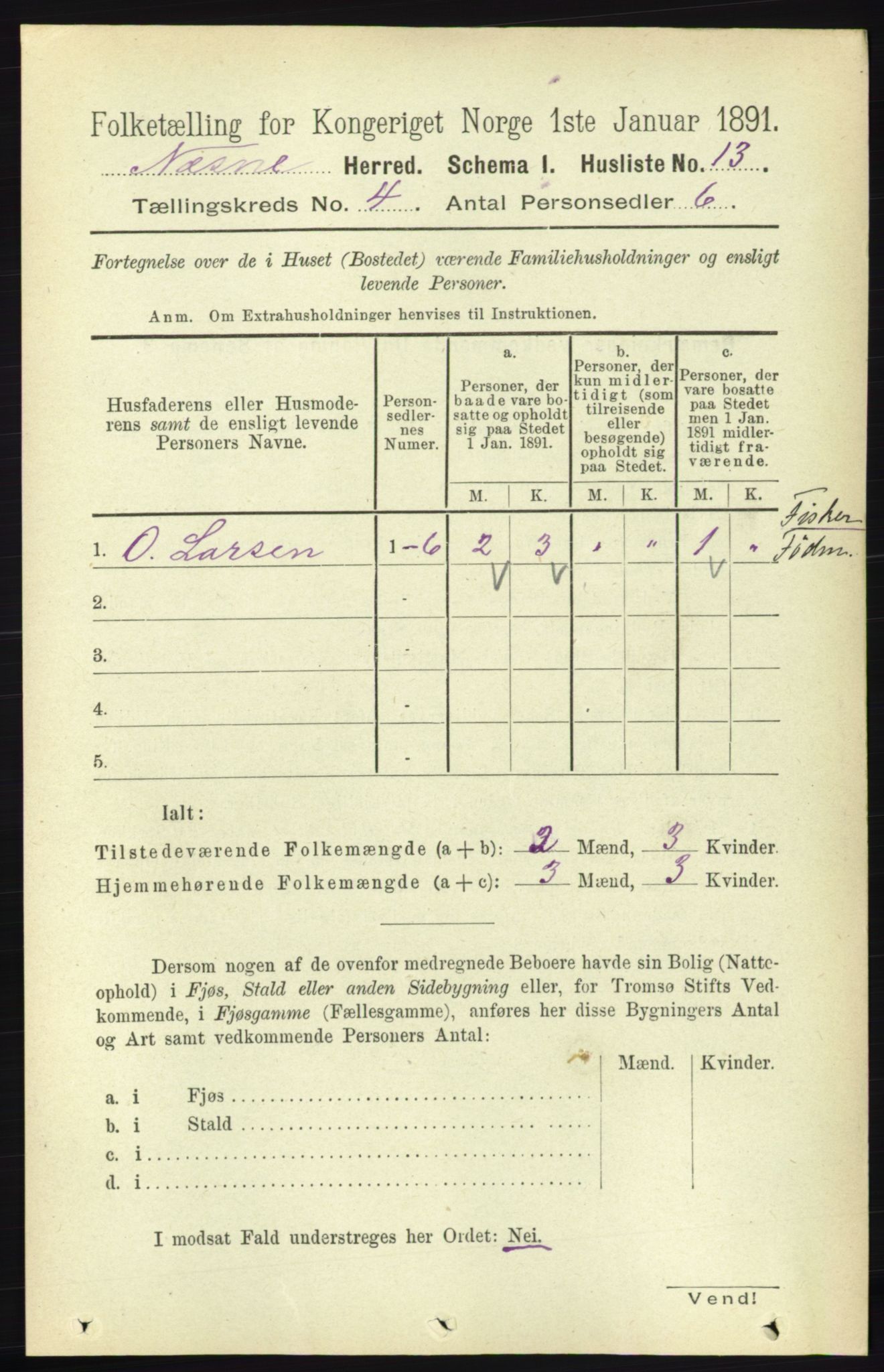 RA, Folketelling 1891 for 1828 Nesna herred, 1891, s. 2099