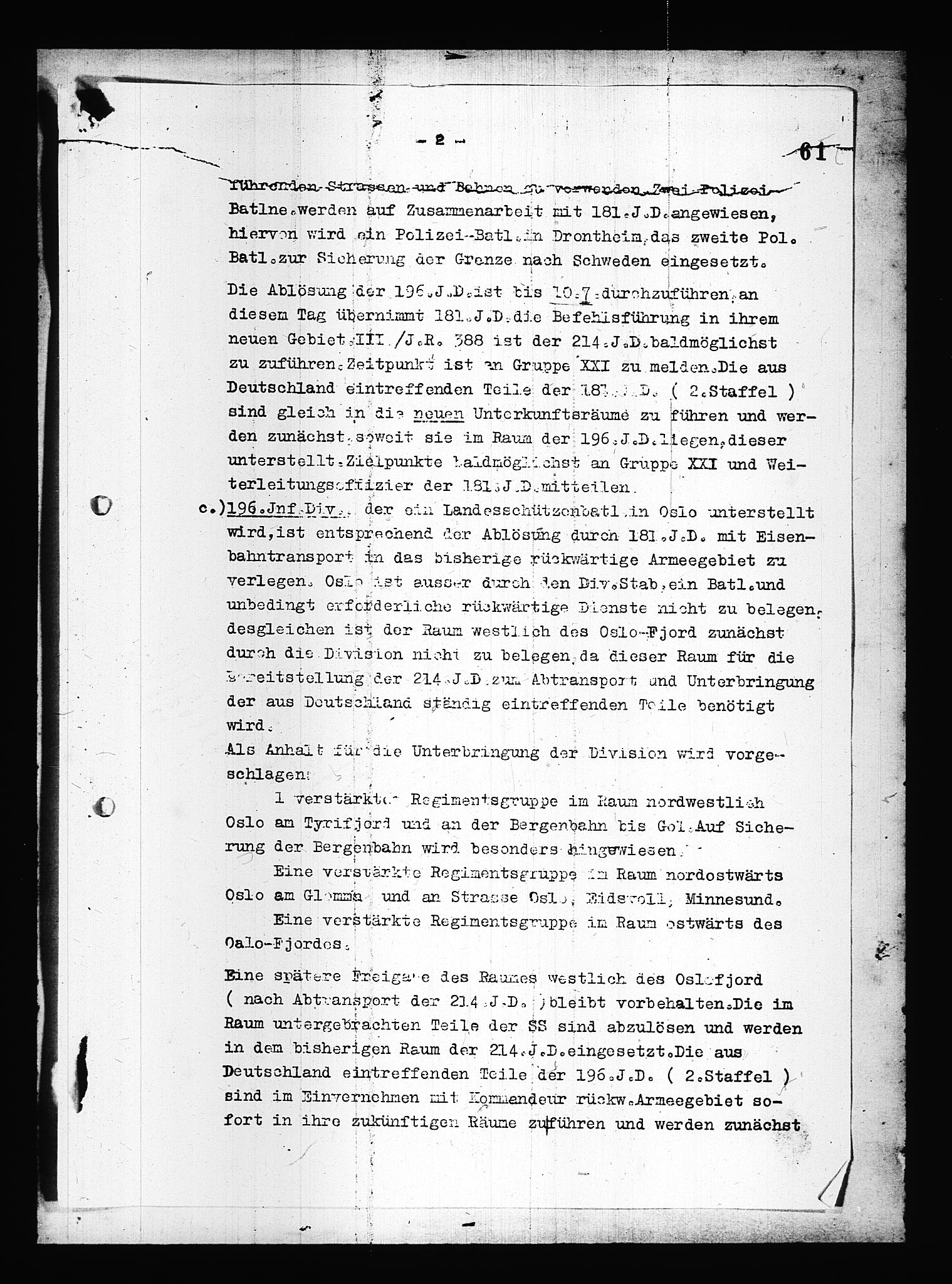 Documents Section, AV/RA-RAFA-2200/V/L0084: Amerikansk mikrofilm "Captured German Documents".
Box No. 723.  FKA jnr. 615/1954., 1940, s. 6