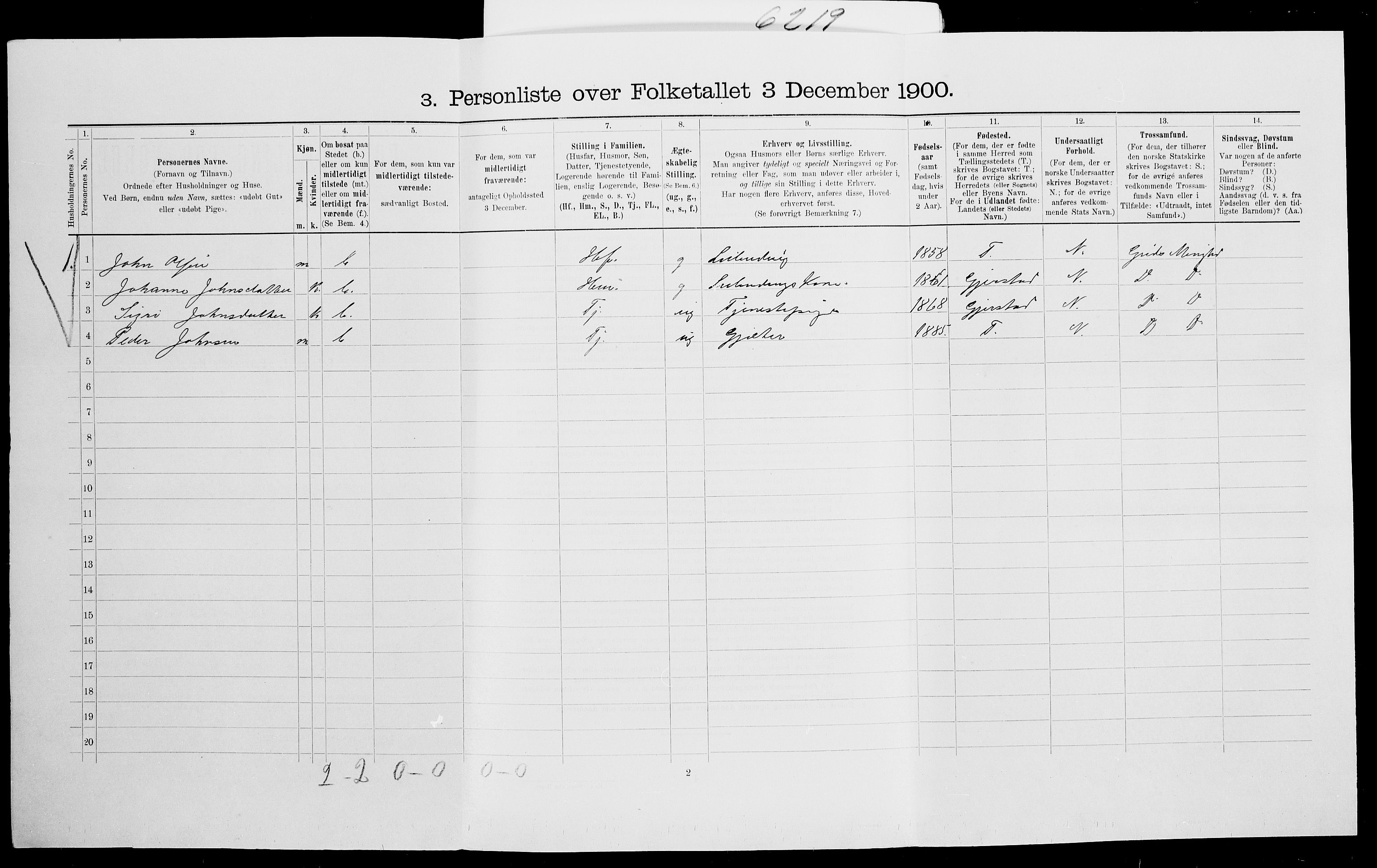 SAK, Folketelling 1900 for 0912 Vegårshei herred, 1900, s. 591