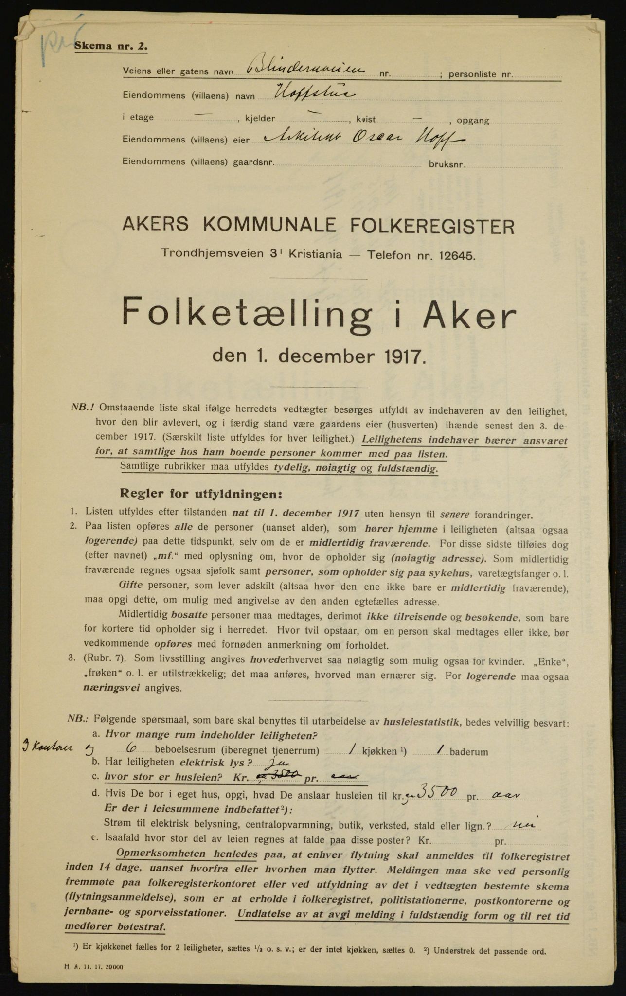 OBA, Kommunal folketelling 1.12.1917 for Aker, 1917, s. 10437