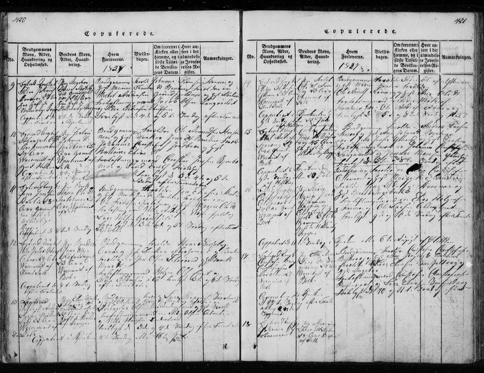 Ministerialprotokoller, klokkerbøker og fødselsregistre - Nordland, AV/SAT-A-1459/827/L0412: Klokkerbok nr. 827C01, 1820-1841, s. 420-421