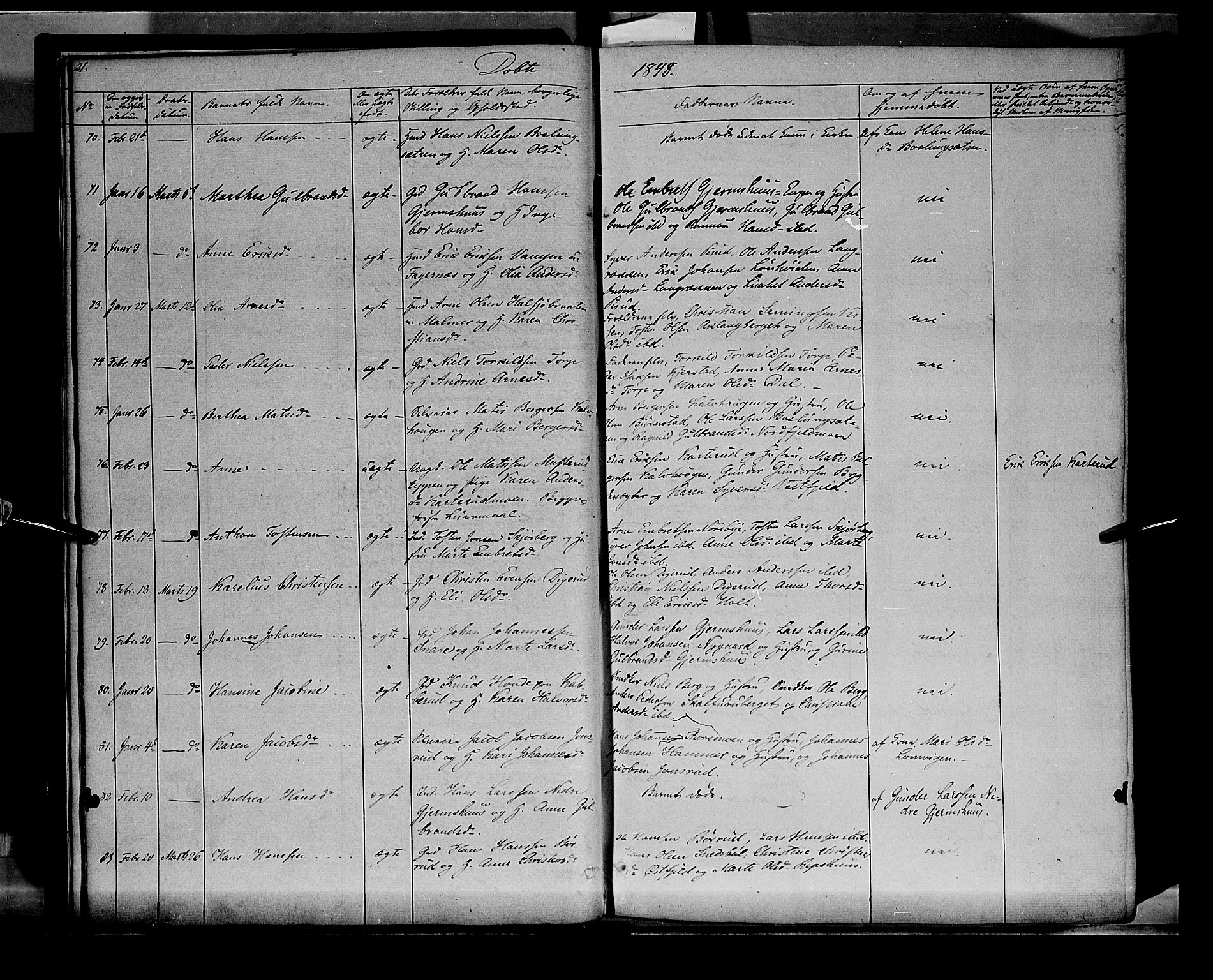 Vinger prestekontor, AV/SAH-PREST-024/H/Ha/Haa/L0009: Ministerialbok nr. 9, 1847-1855, s. 21