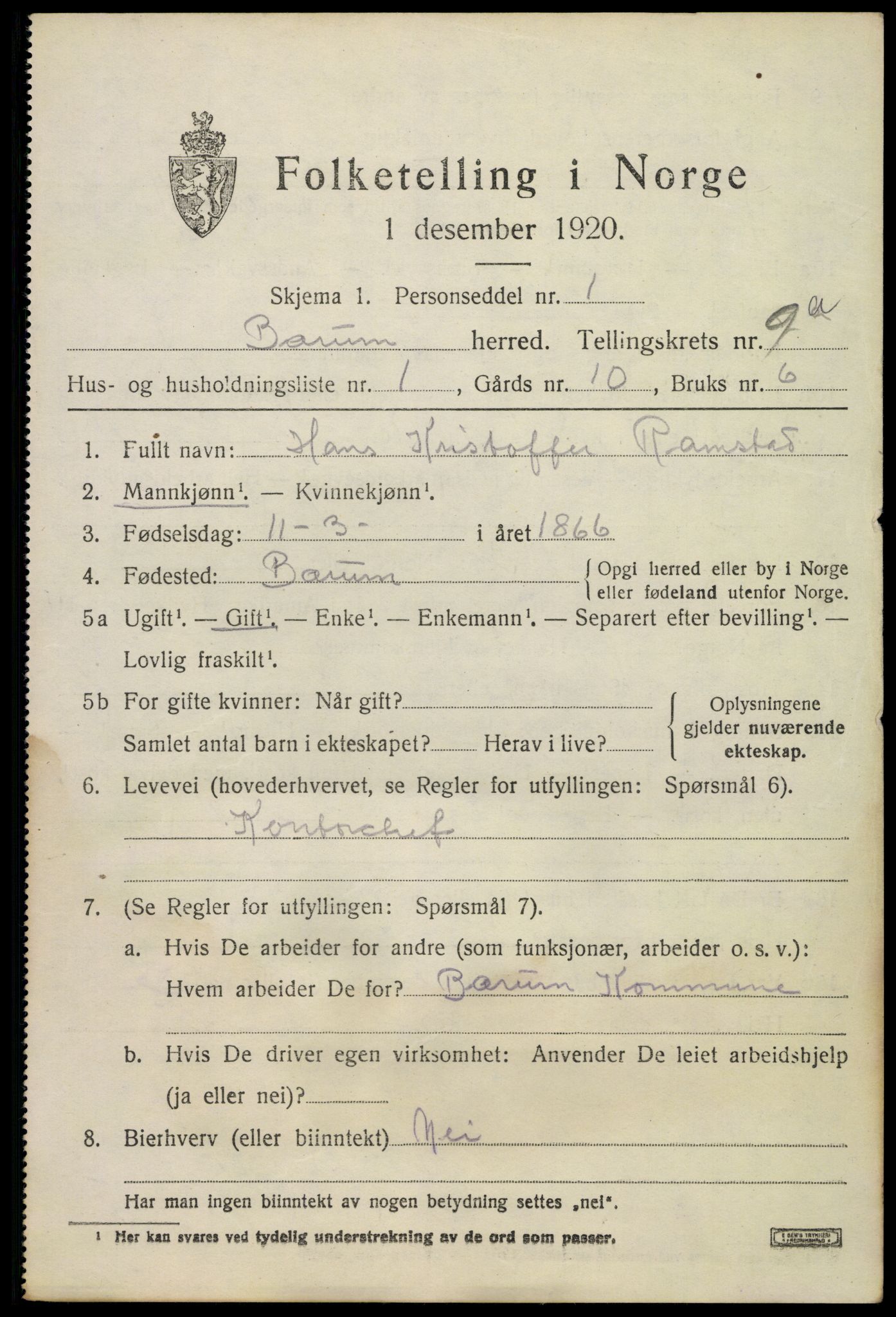 SAO, Folketelling 1920 for 0219 Bærum herred, 1920, s. 19340