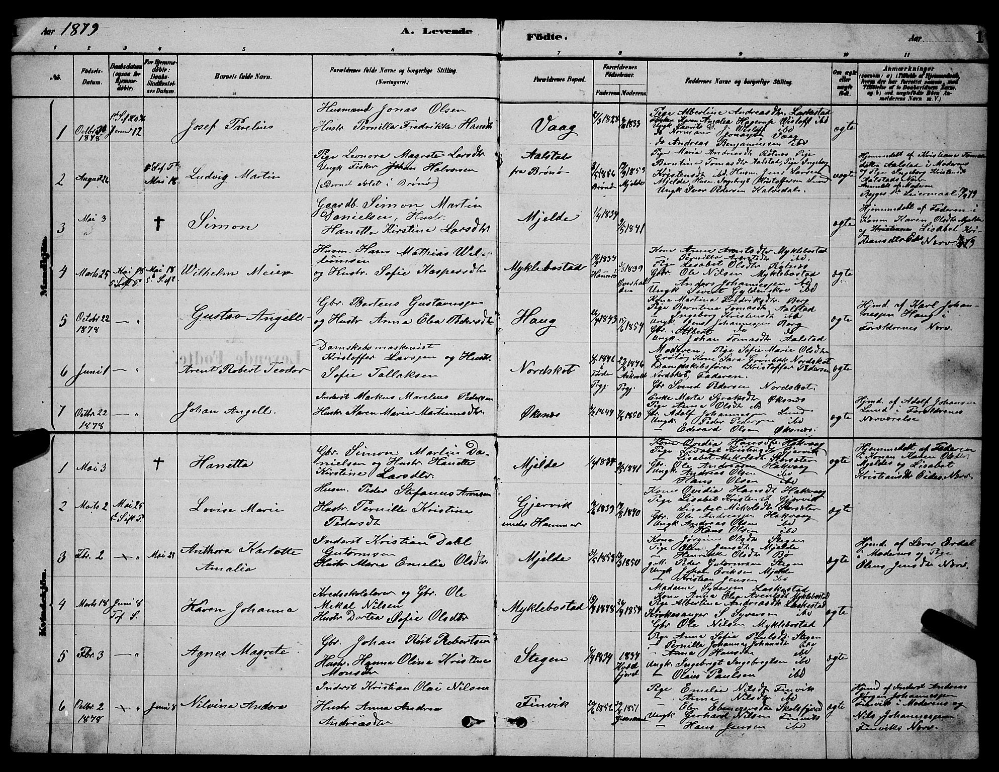 Ministerialprotokoller, klokkerbøker og fødselsregistre - Nordland, AV/SAT-A-1459/855/L0816: Klokkerbok nr. 855C05, 1879-1894, s. 1