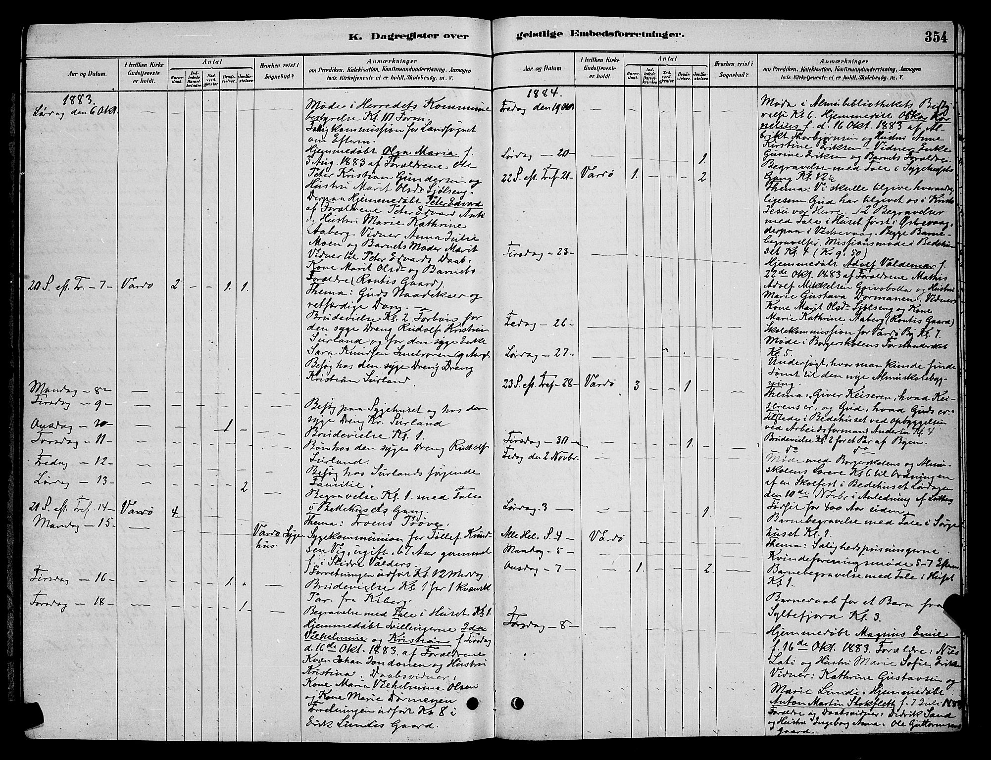 Vardø sokneprestkontor, AV/SATØ-S-1332/H/Hb/L0004klokker: Klokkerbok nr. 4, 1879-1887, s. 354