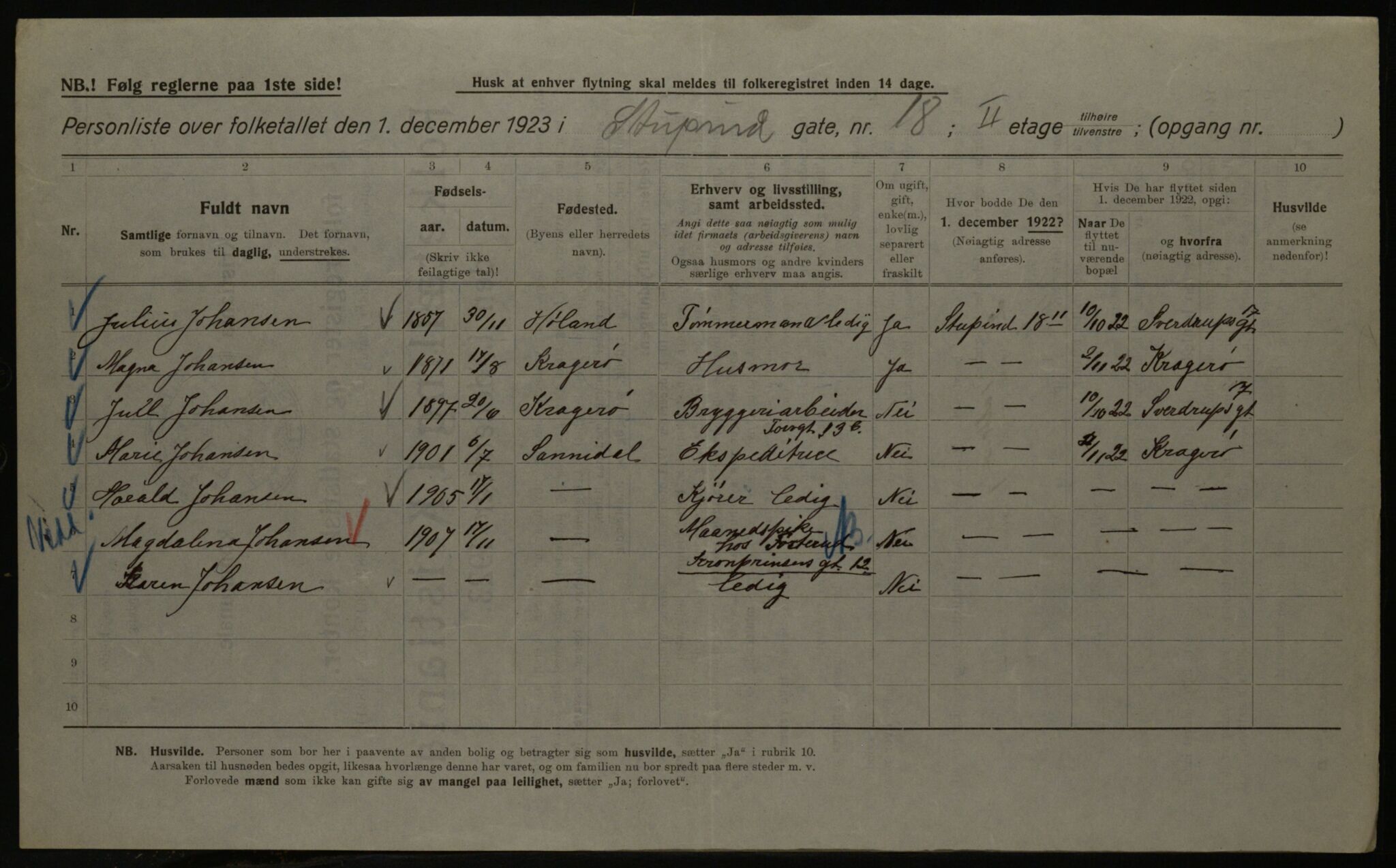 OBA, Kommunal folketelling 1.12.1923 for Kristiania, 1923, s. 115766