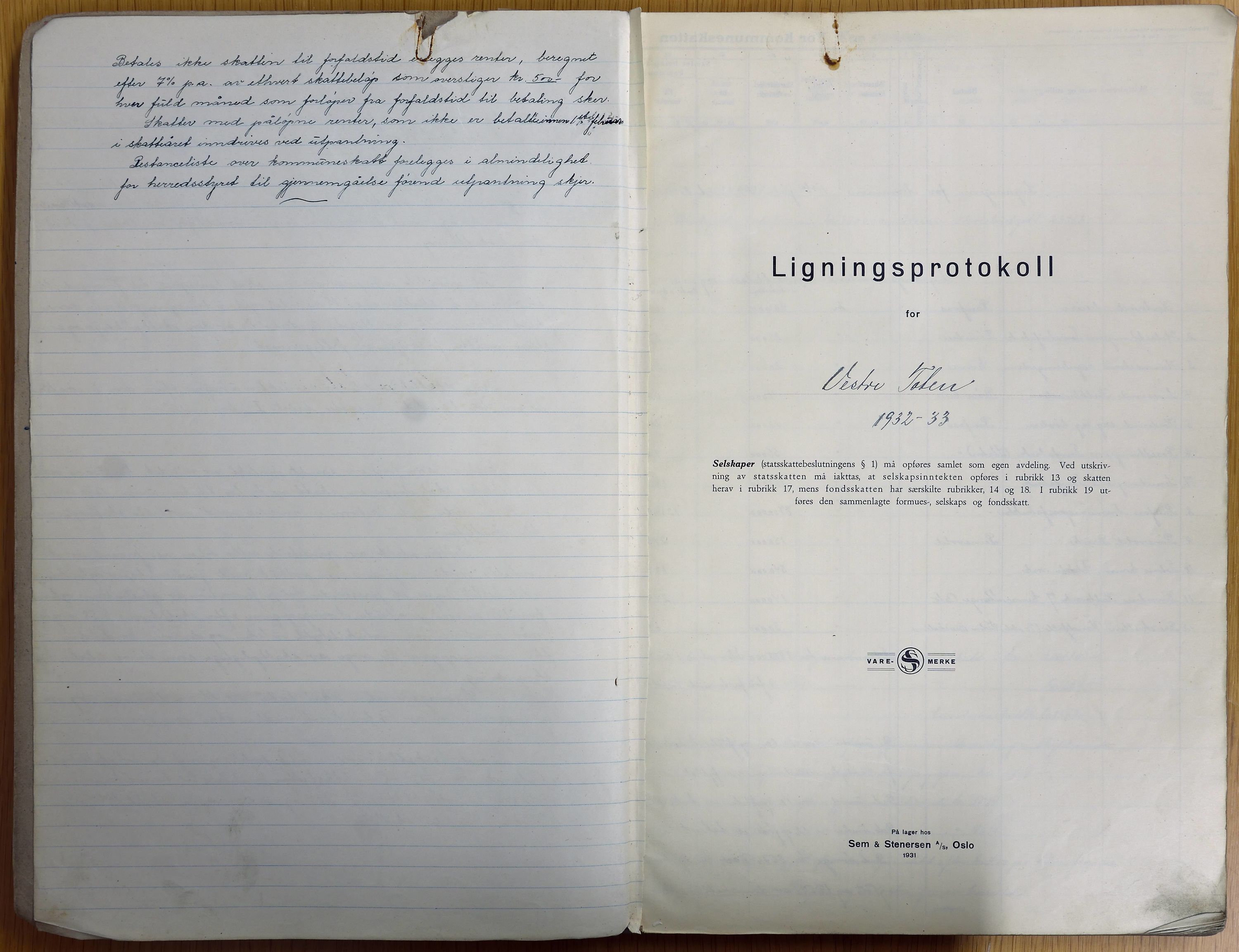 Vestre Toten kommunearkiv*, KVT/-/-, 1932-1933