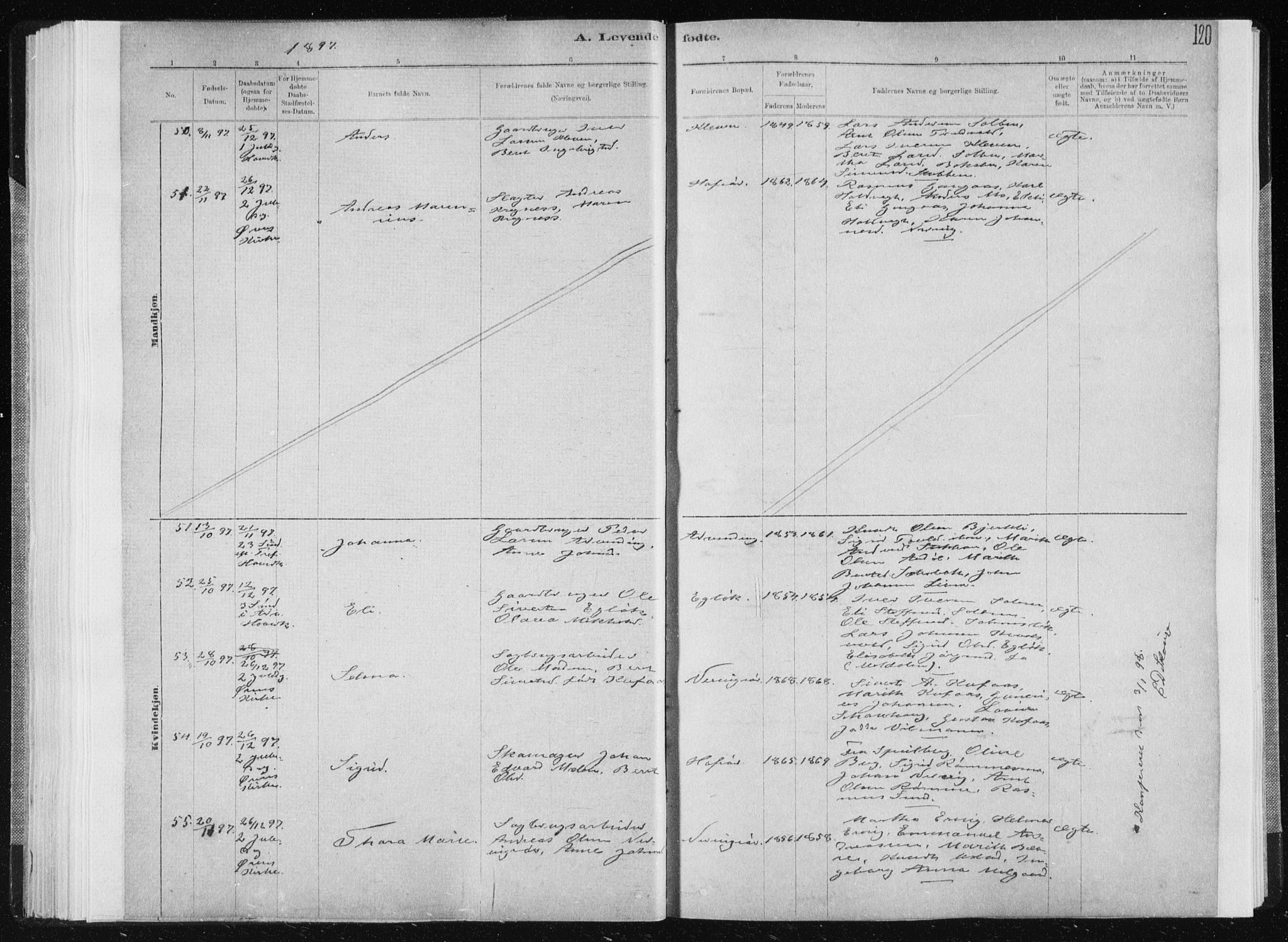Ministerialprotokoller, klokkerbøker og fødselsregistre - Sør-Trøndelag, SAT/A-1456/668/L0818: Klokkerbok nr. 668C07, 1885-1898, s. 120