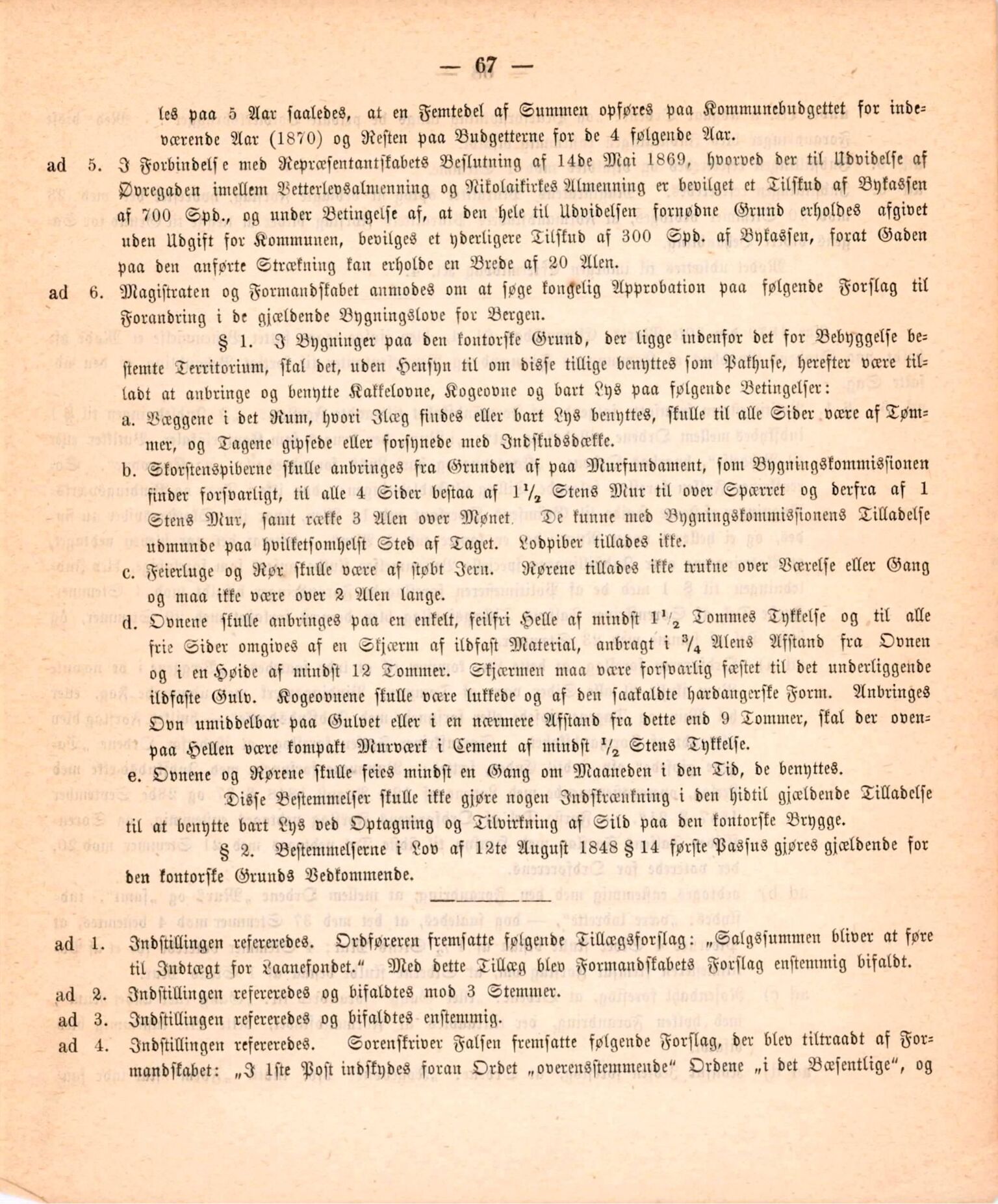 Bergen kommune. Formannskapet, BBA/A-0003/Ad/L0025: Bergens Kommuneforhandlinger, 1870