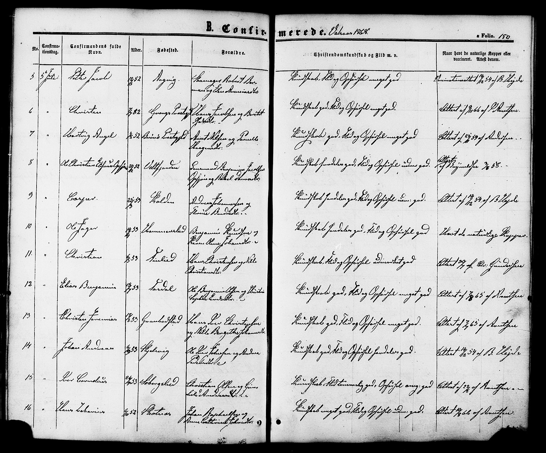 Ministerialprotokoller, klokkerbøker og fødselsregistre - Nordland, AV/SAT-A-1459/810/L0146: Ministerialbok nr. 810A08 /1, 1862-1874, s. 150