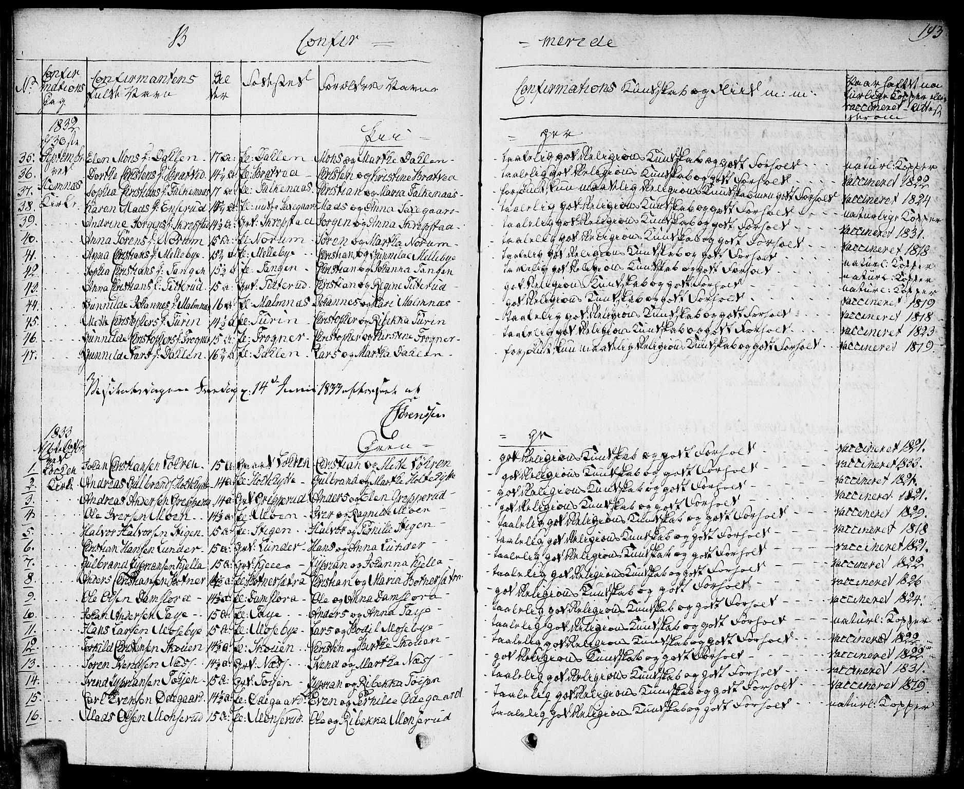 Høland prestekontor Kirkebøker, SAO/A-10346a/F/Fa/L0008: Ministerialbok nr. I 8, 1827-1845, s. 193
