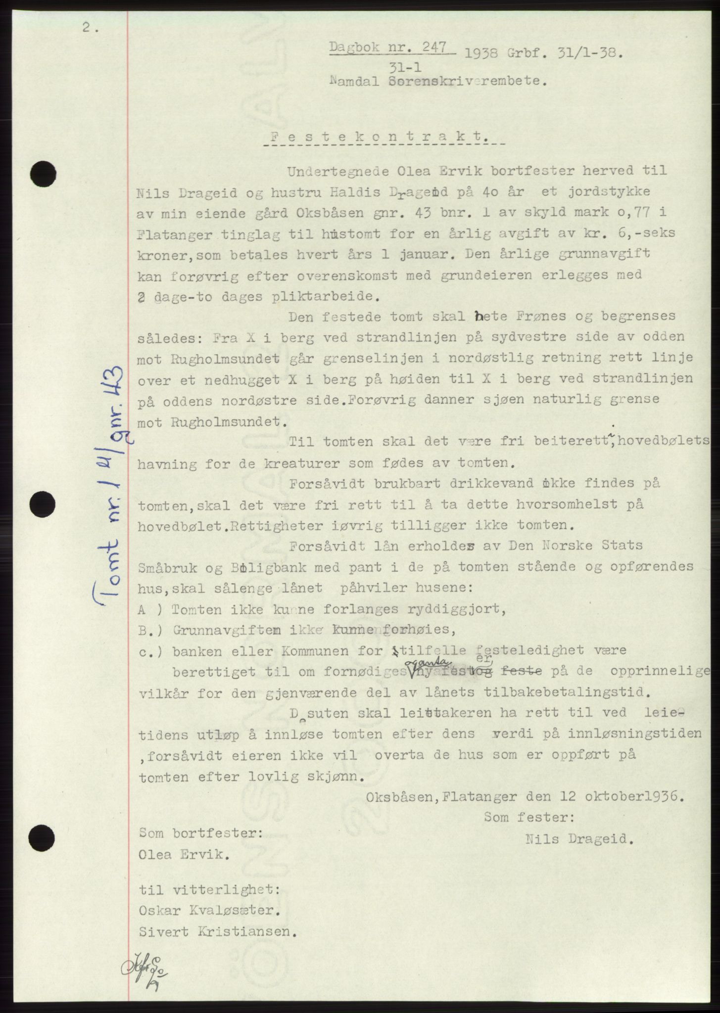 Namdal sorenskriveri, SAT/A-4133/1/2/2C: Pantebok nr. -, 1937-1939, Tingl.dato: 31.01.1938