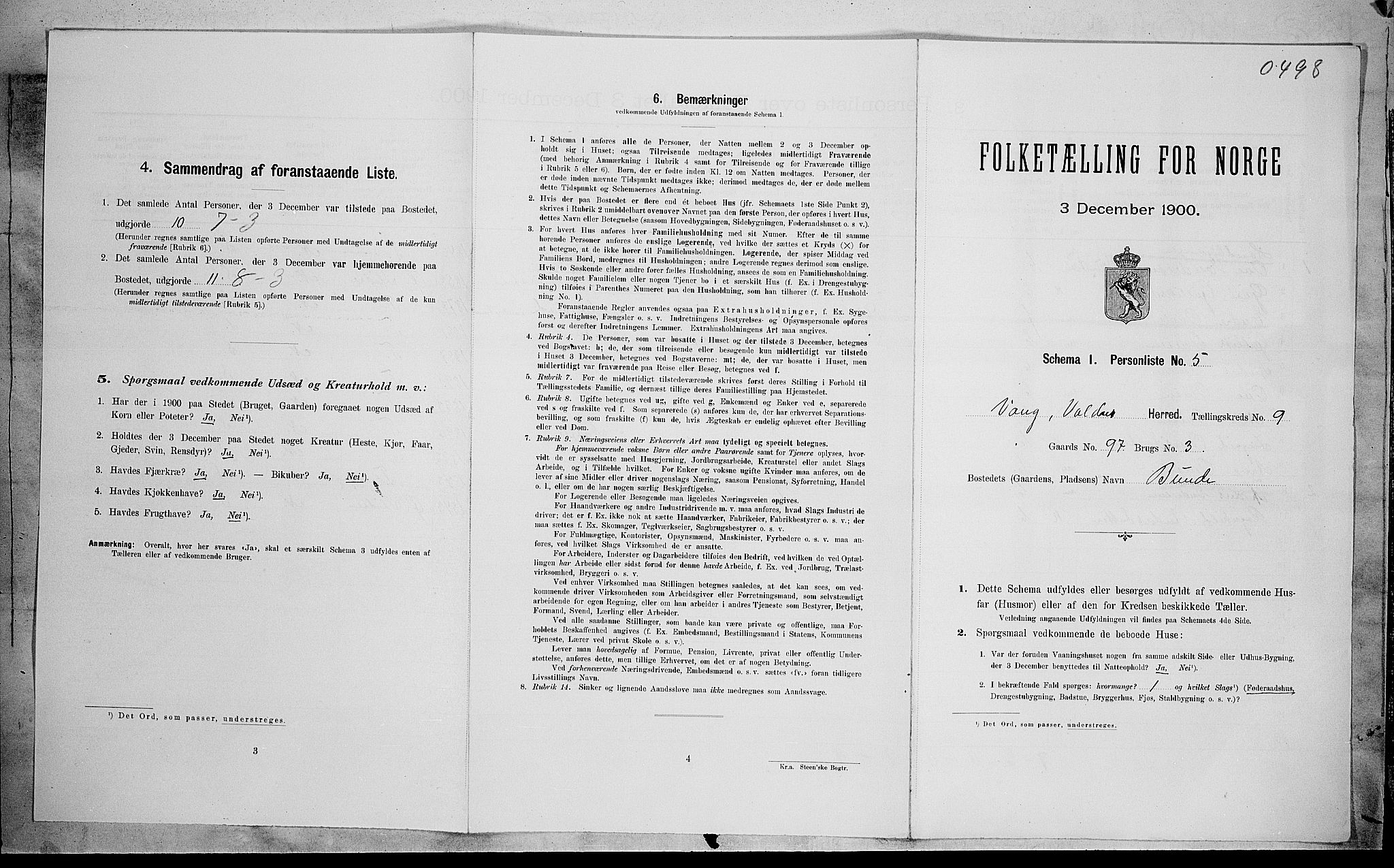 SAH, Folketelling 1900 for 0545 Vang herred, 1900, s. 532
