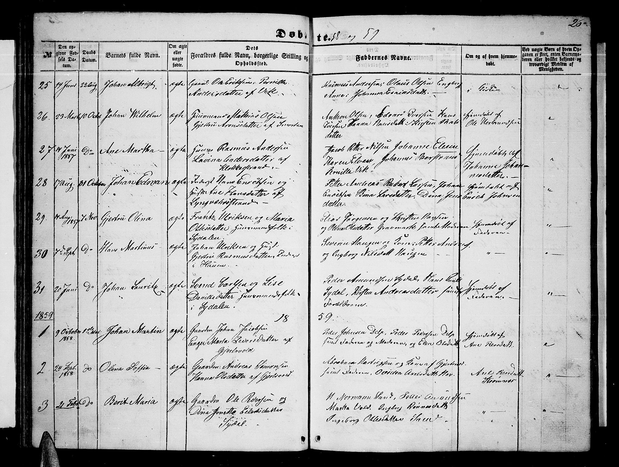 Ministerialprotokoller, klokkerbøker og fødselsregistre - Nordland, SAT/A-1459/876/L1102: Klokkerbok nr. 876C01, 1852-1886, s. 26