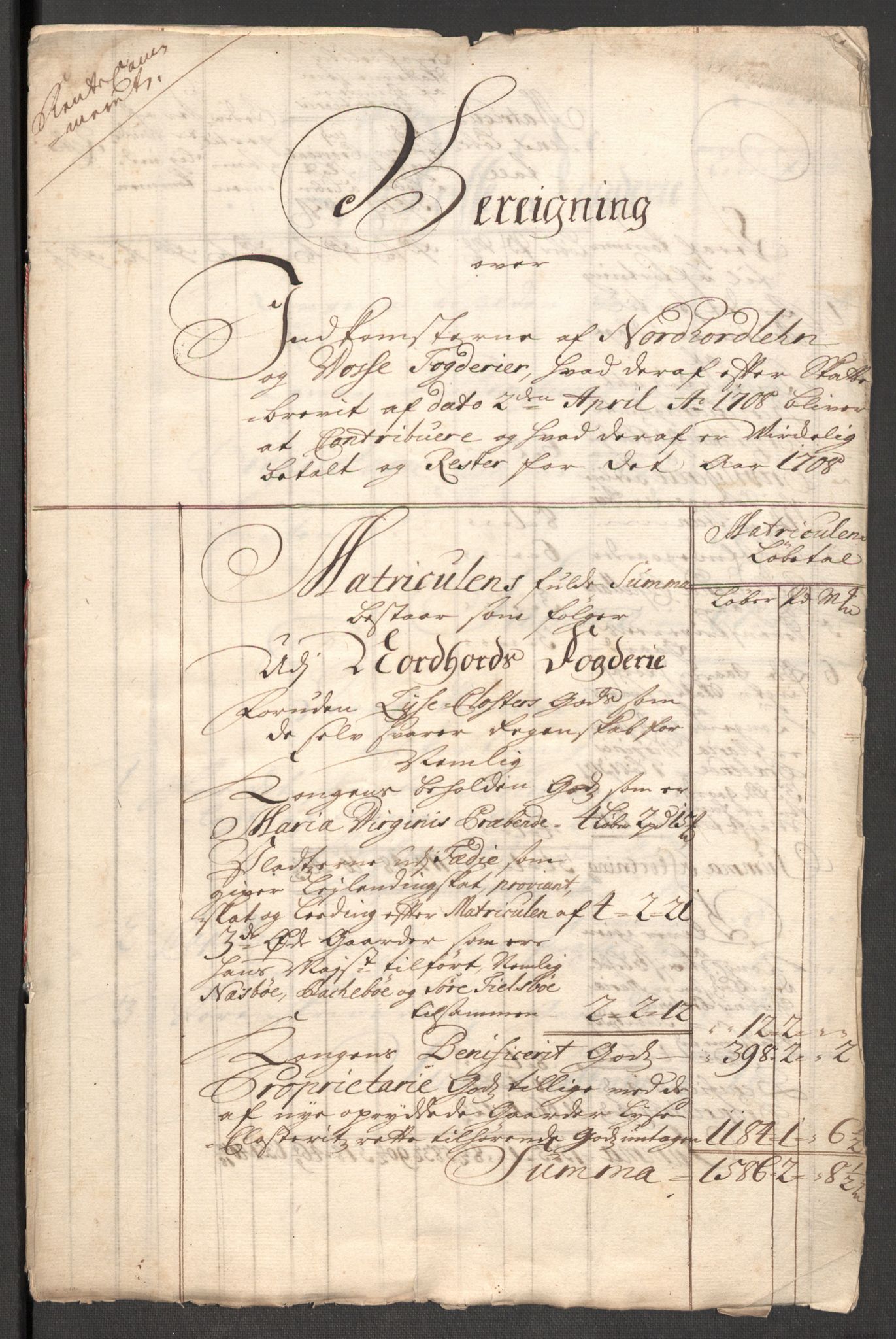 Rentekammeret inntil 1814, Reviderte regnskaper, Fogderegnskap, RA/EA-4092/R51/L3189: Fogderegnskap Nordhordland og Voss, 1708, s. 36