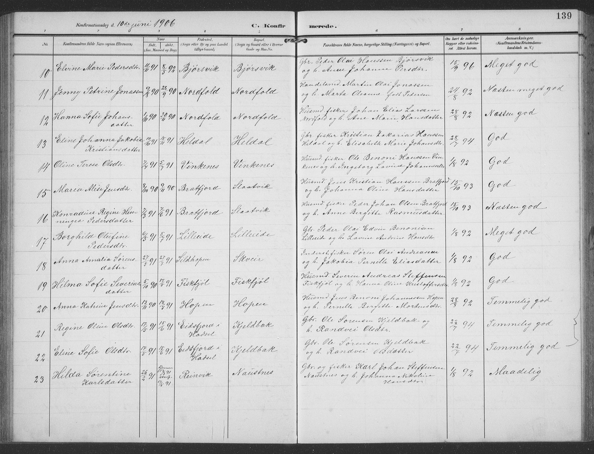 Ministerialprotokoller, klokkerbøker og fødselsregistre - Nordland, AV/SAT-A-1459/858/L0835: Klokkerbok nr. 858C02, 1904-1940, s. 139