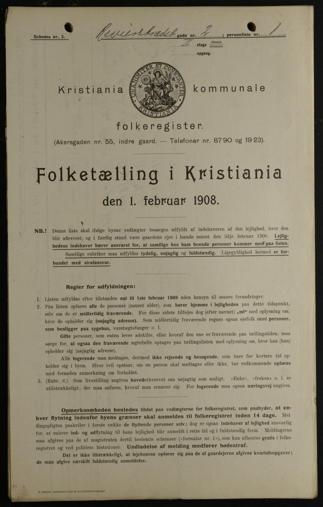 OBA, Kommunal folketelling 1.2.1908 for Kristiania kjøpstad, 1908, s. 74454