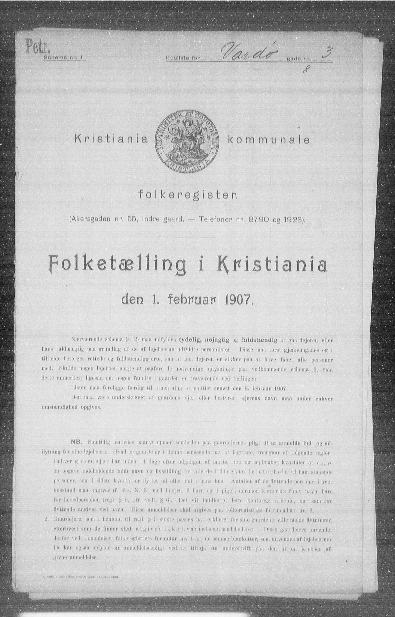 OBA, Kommunal folketelling 1.2.1907 for Kristiania kjøpstad, 1907, s. 61959