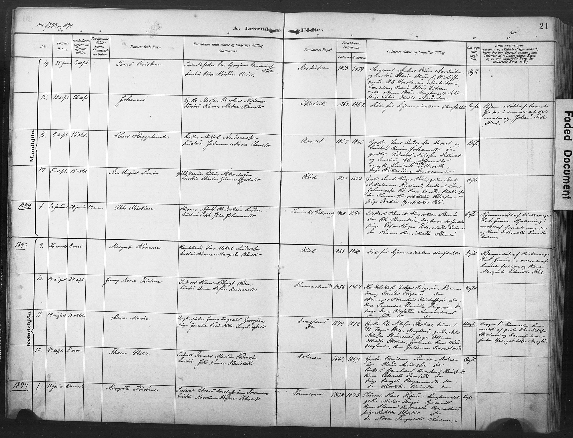 Ministerialprotokoller, klokkerbøker og fødselsregistre - Nord-Trøndelag, SAT/A-1458/789/L0706: Klokkerbok nr. 789C01, 1888-1931, s. 21