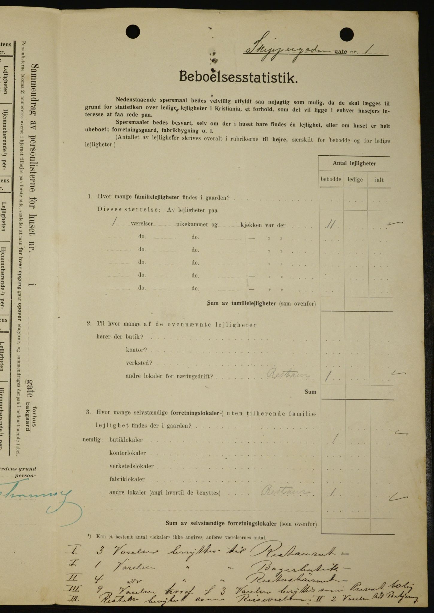 OBA, Kommunal folketelling 1.2.1909 for Kristiania kjøpstad, 1909, s. 86507