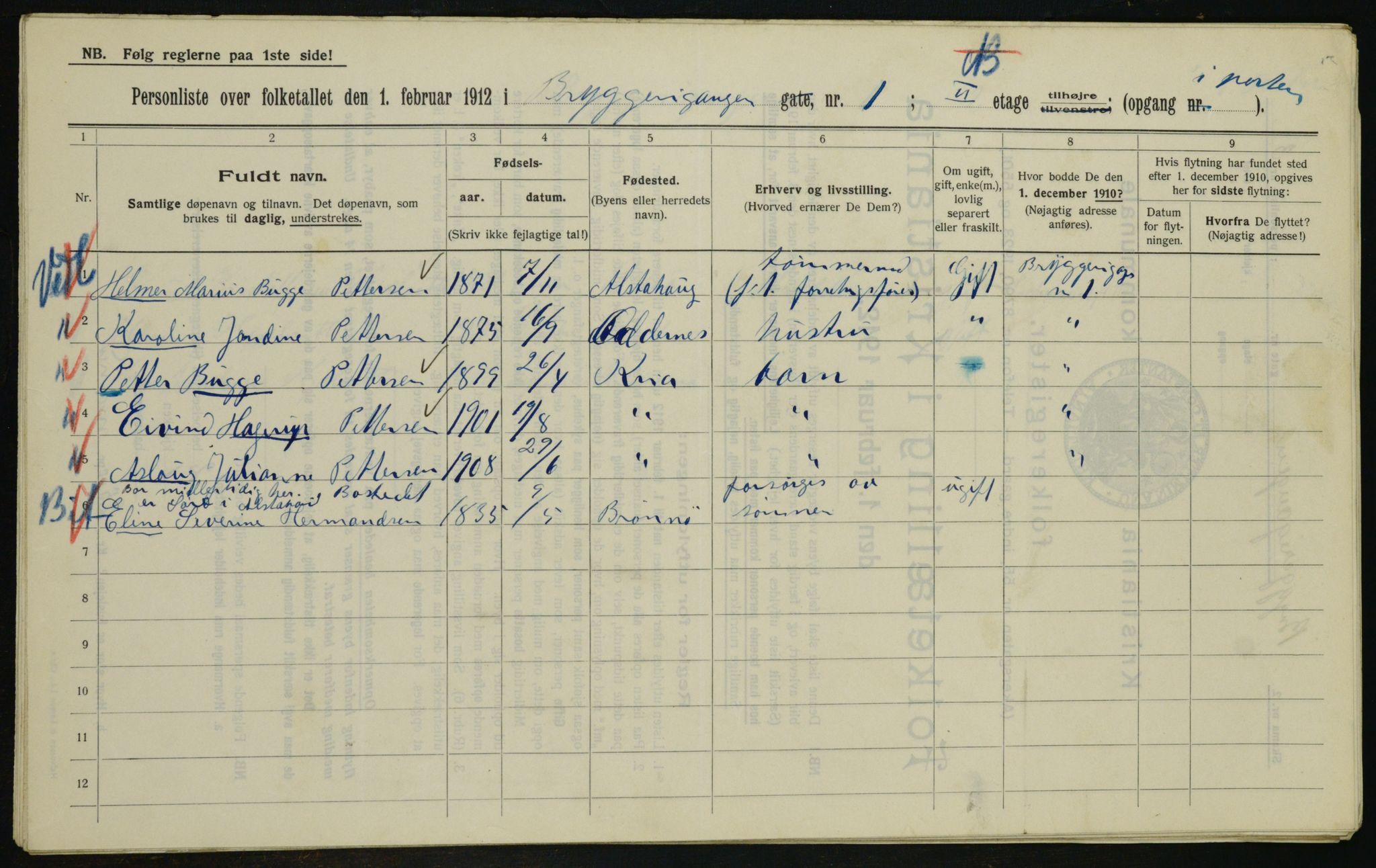 OBA, Kommunal folketelling 1.2.1912 for Kristiania, 1912, s. 9888