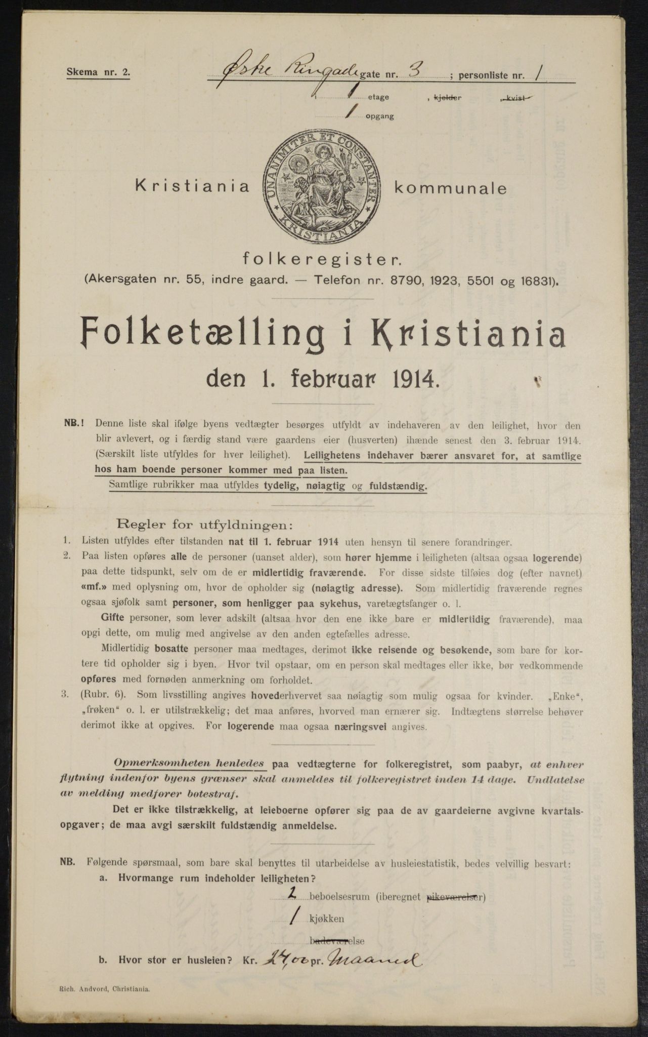 OBA, Kommunal folketelling 1.2.1914 for Kristiania, 1914, s. 130448