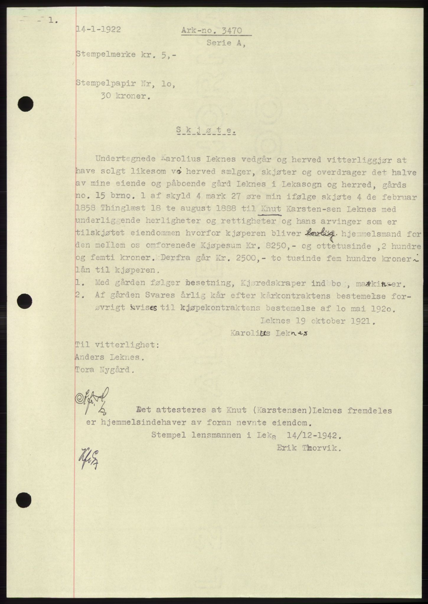 Namdal sorenskriveri, SAT/A-4133/1/2/2C: Pantebok nr. -, 1922-1925, Tingl.dato: 14.01.1922