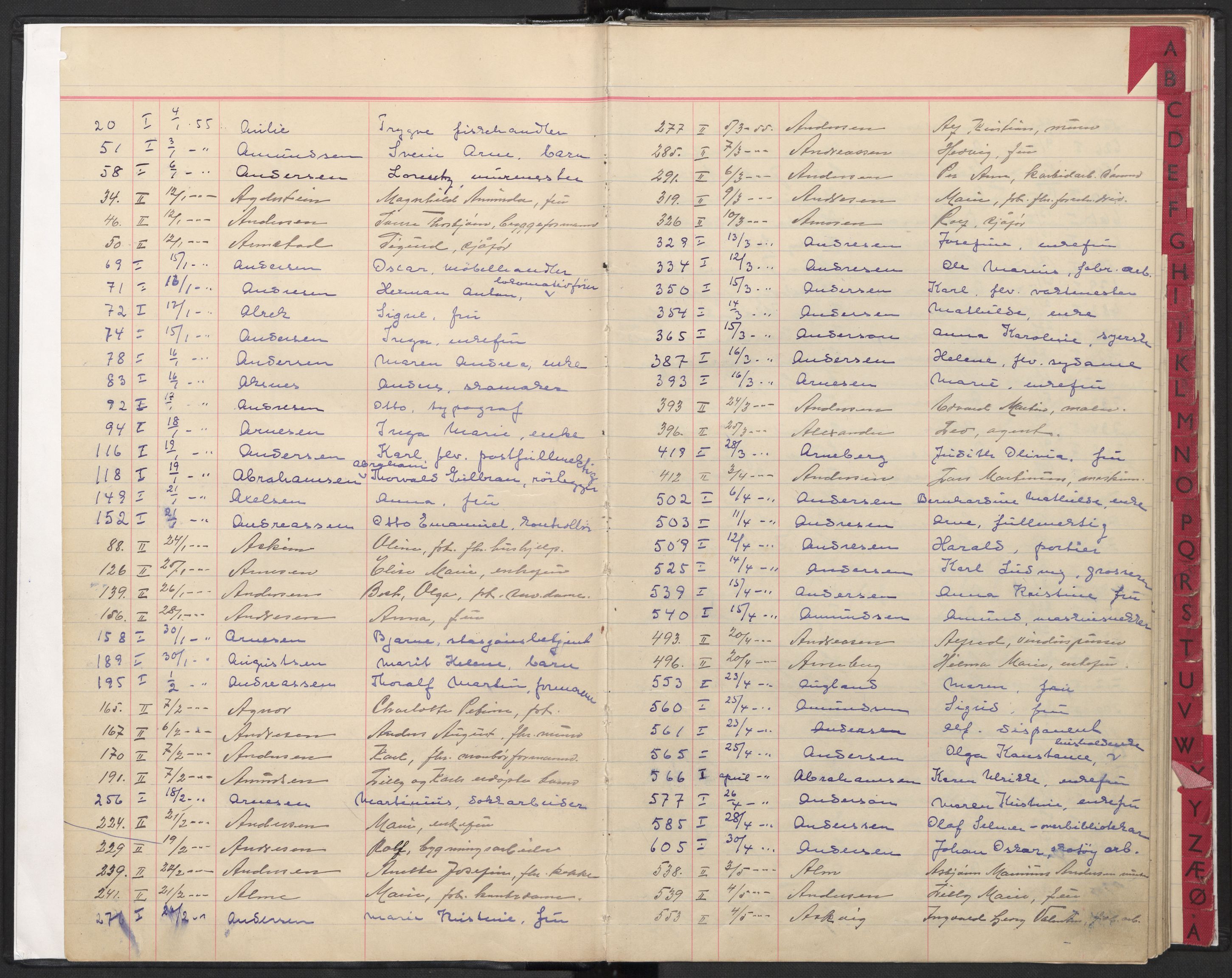 Oslo skifterett, SAO/A-10383/F/Fa/Faa/L0055: Register til dødsfallsprotokollene, 1955
