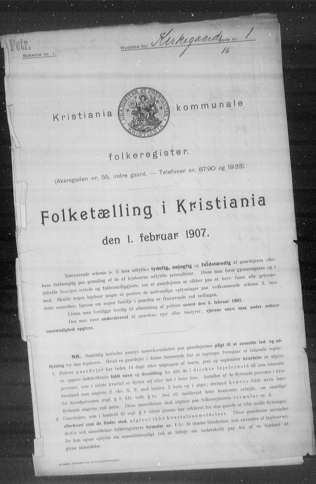 OBA, Kommunal folketelling 1.2.1907 for Kristiania kjøpstad, 1907, s. 25504