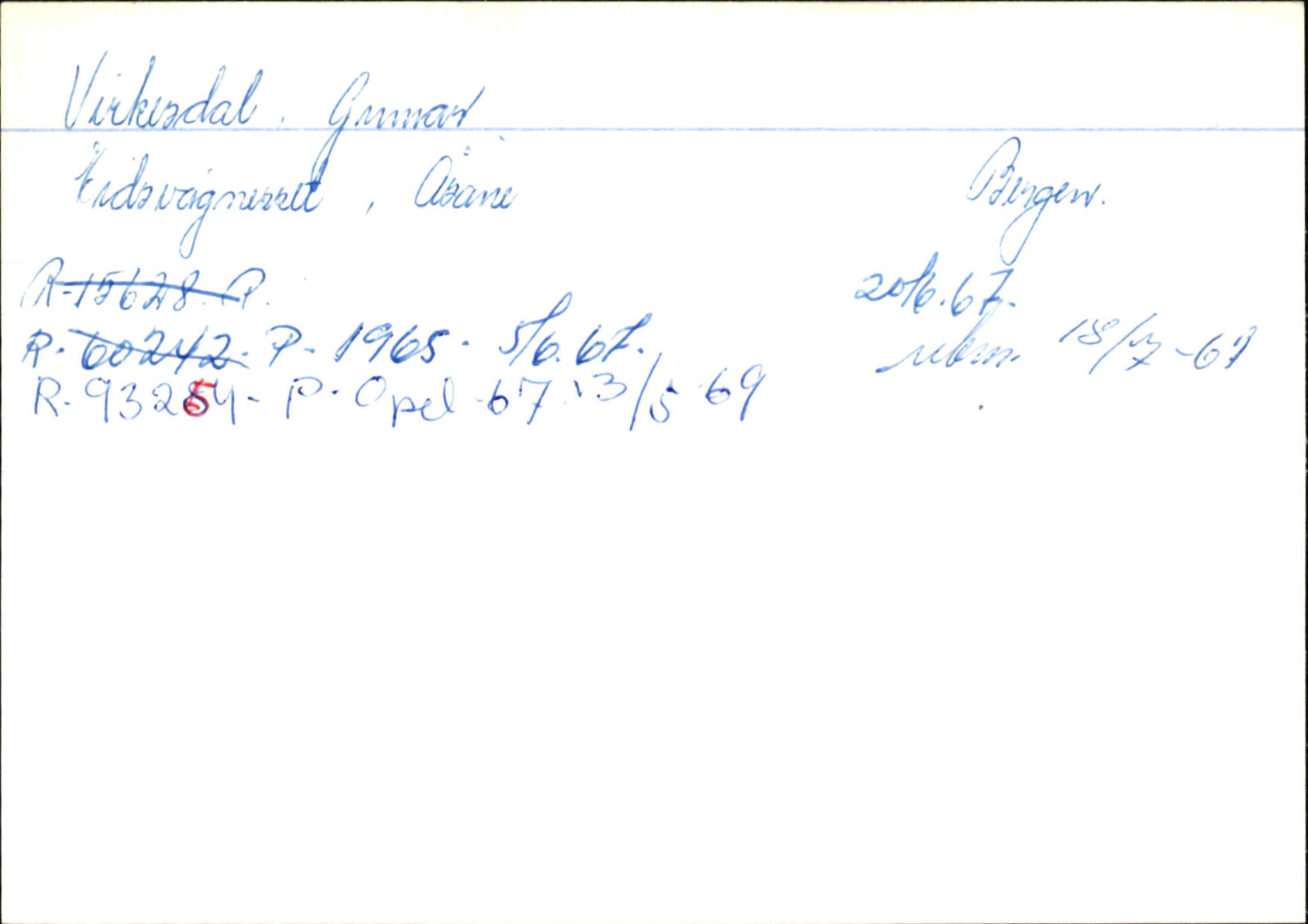 Statens vegvesen, Hordaland vegkontor, AV/SAB-A-5201/2/Ha/L0060: R-eierkort V-W, 1920-1971, s. 42