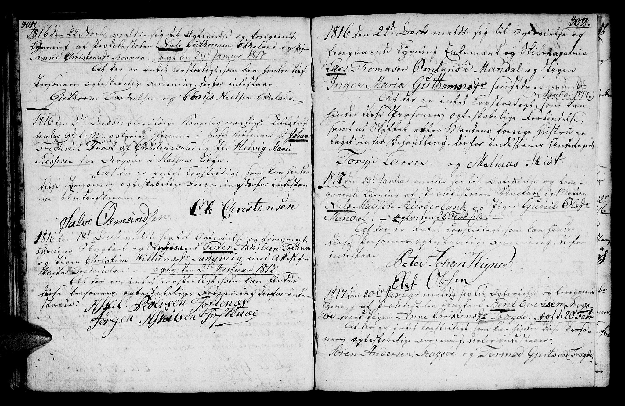 Mandal sokneprestkontor, AV/SAK-1111-0030/F/Fa/Faa/L0007: Ministerialbok nr. A 7, 1783-1818, s. 301-302