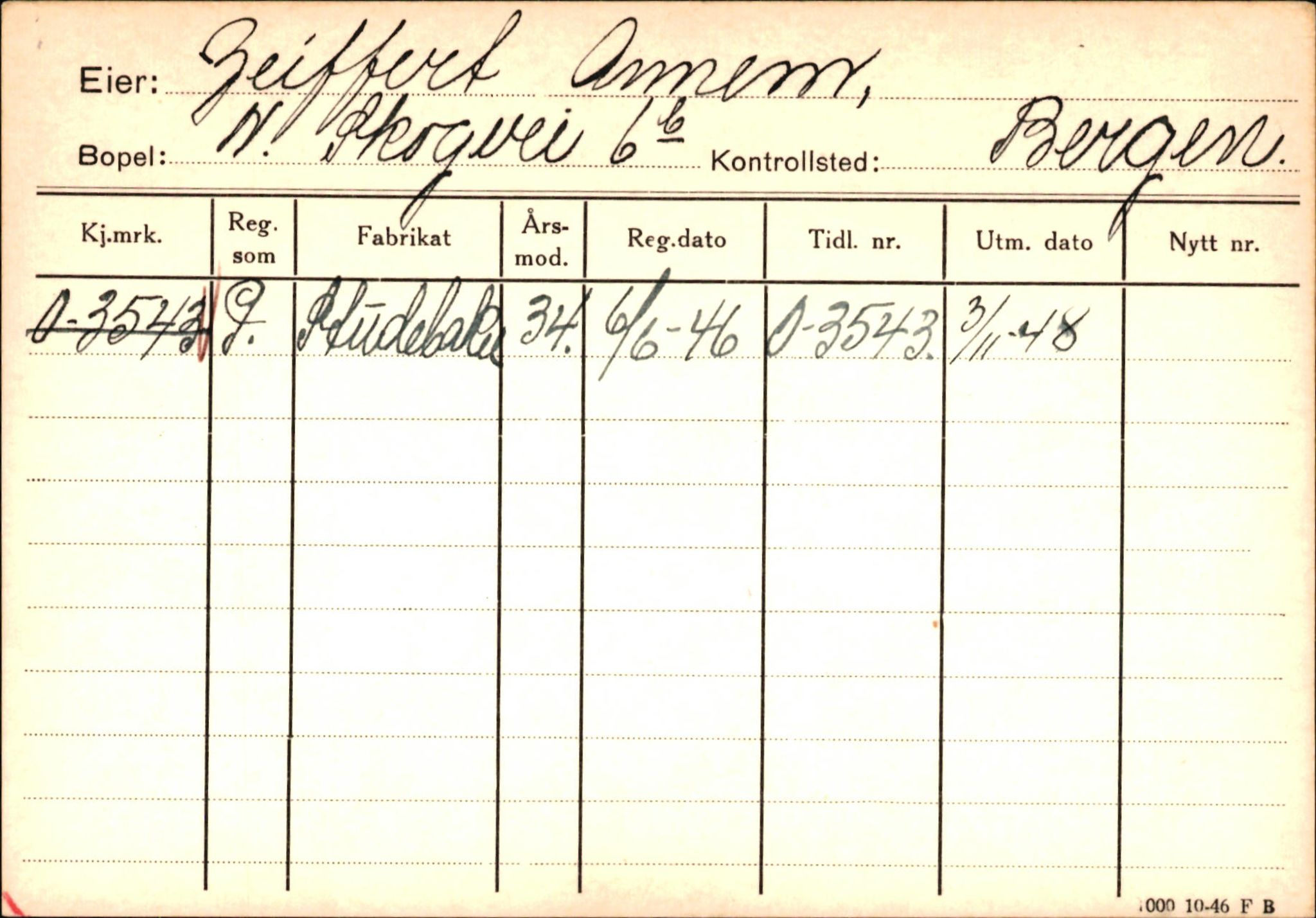 Statens vegvesen, Hordaland vegkontor, AV/SAB-A-5201/2/Hb/L0037: O-eierkort W-P, 1920-1971, s. 1004