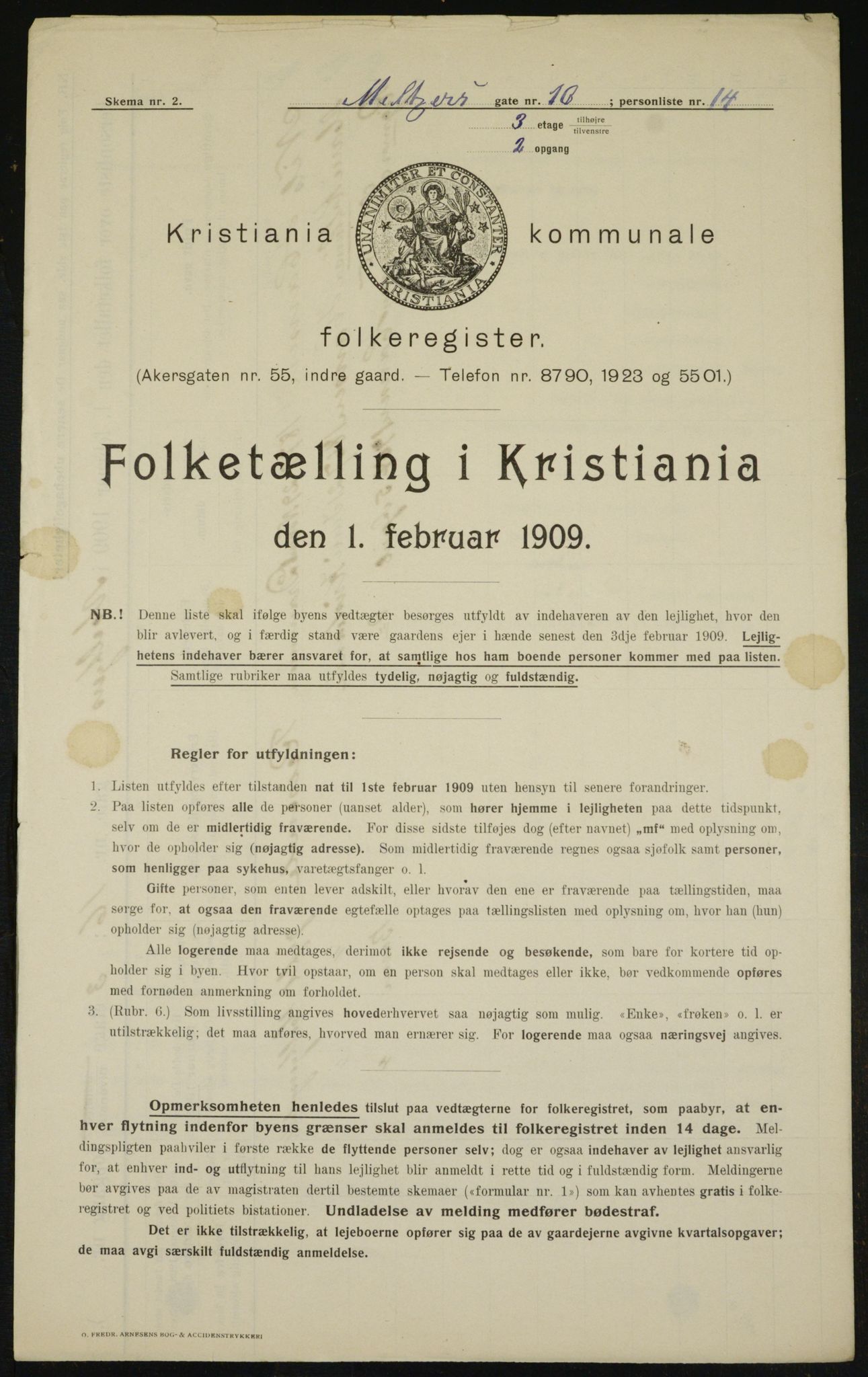 OBA, Kommunal folketelling 1.2.1909 for Kristiania kjøpstad, 1909, s. 59220