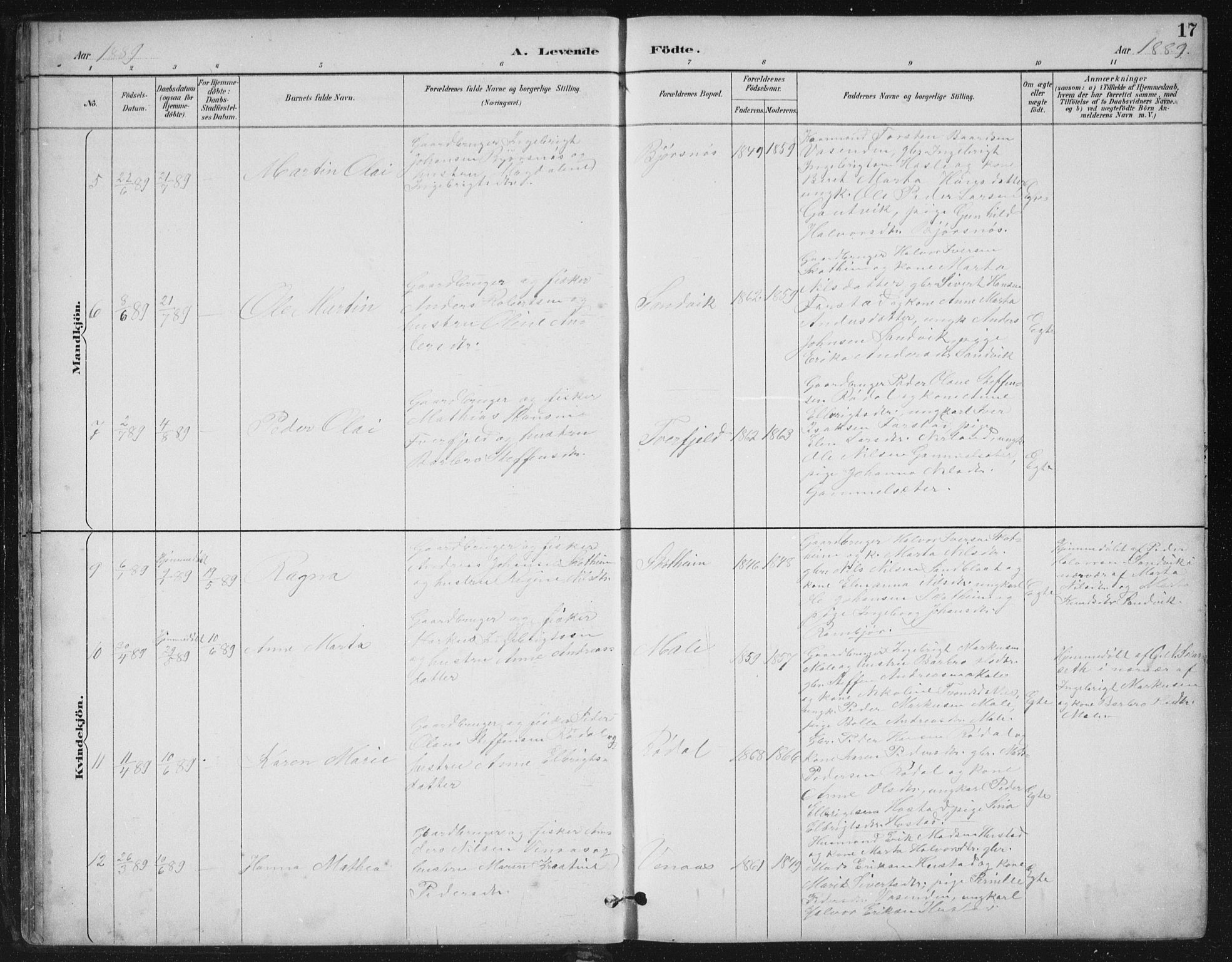 Ministerialprotokoller, klokkerbøker og fødselsregistre - Møre og Romsdal, AV/SAT-A-1454/567/L0783: Klokkerbok nr. 567C03, 1887-1903, s. 17