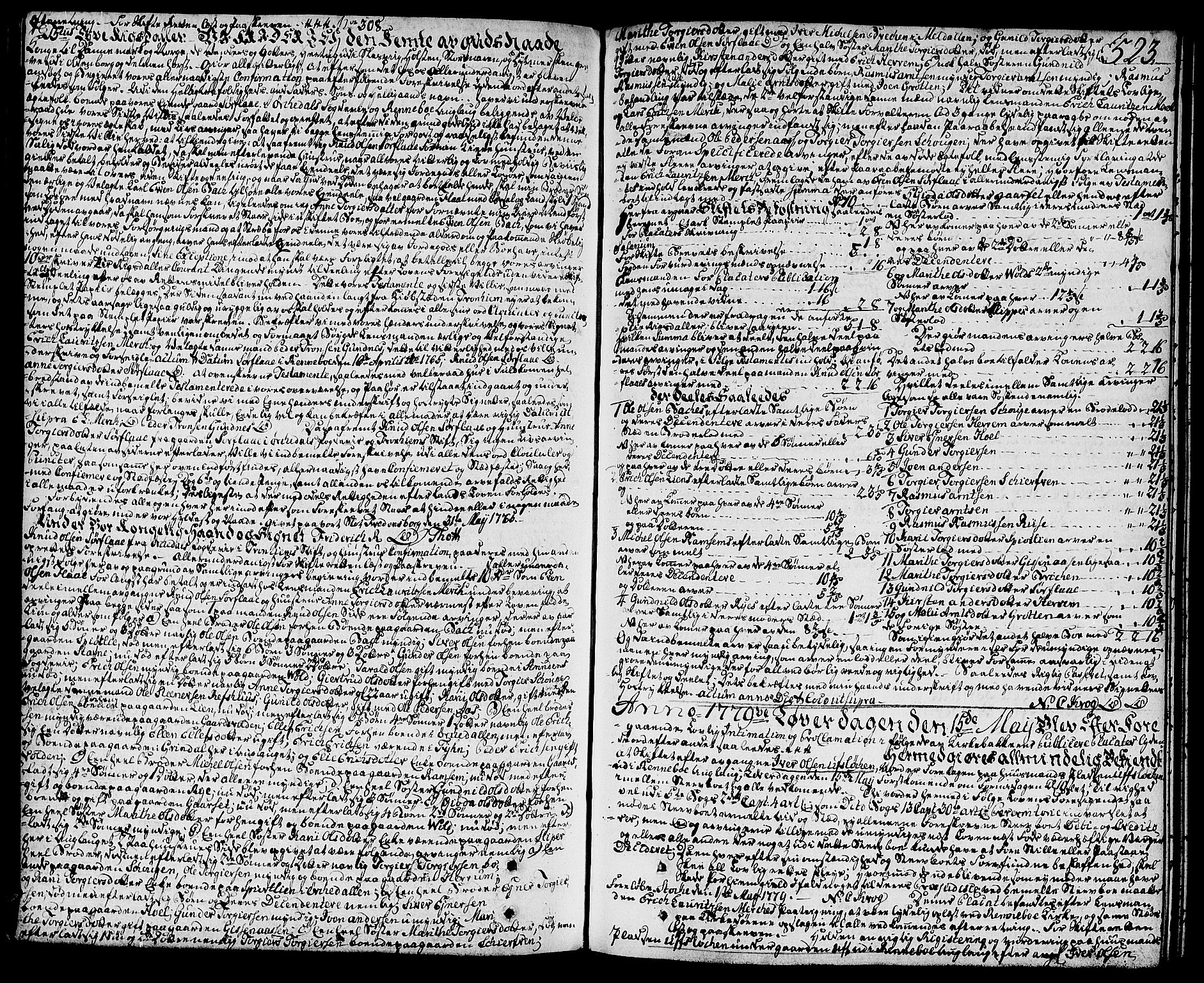 Orkdal sorenskriveri, SAT/A-4169/1/3/3Aa/L0007: Skifteprotokoller, 1767-1782, s. 522b-523a