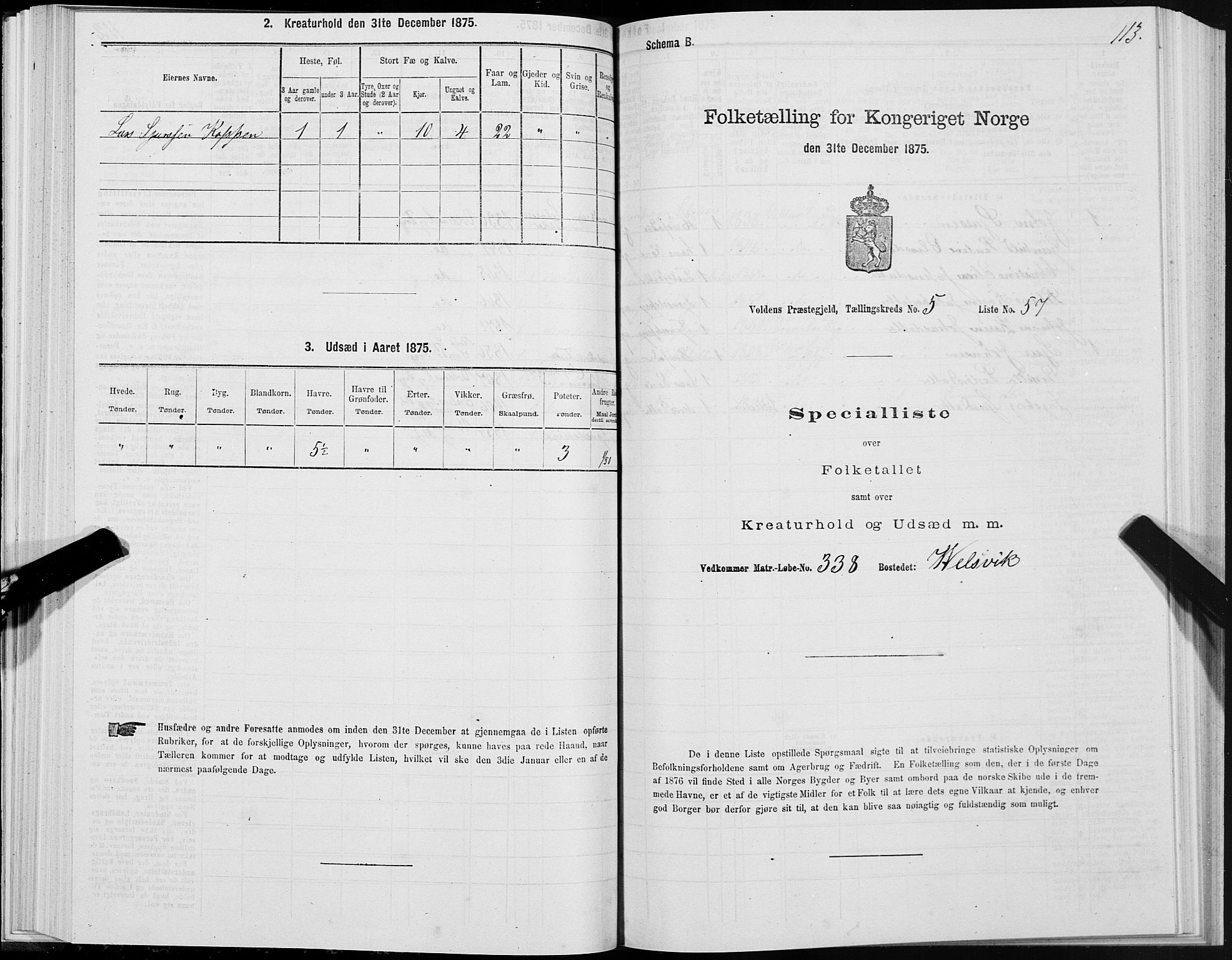 SAT, Folketelling 1875 for 1519P Volda prestegjeld, 1875, s. 4113