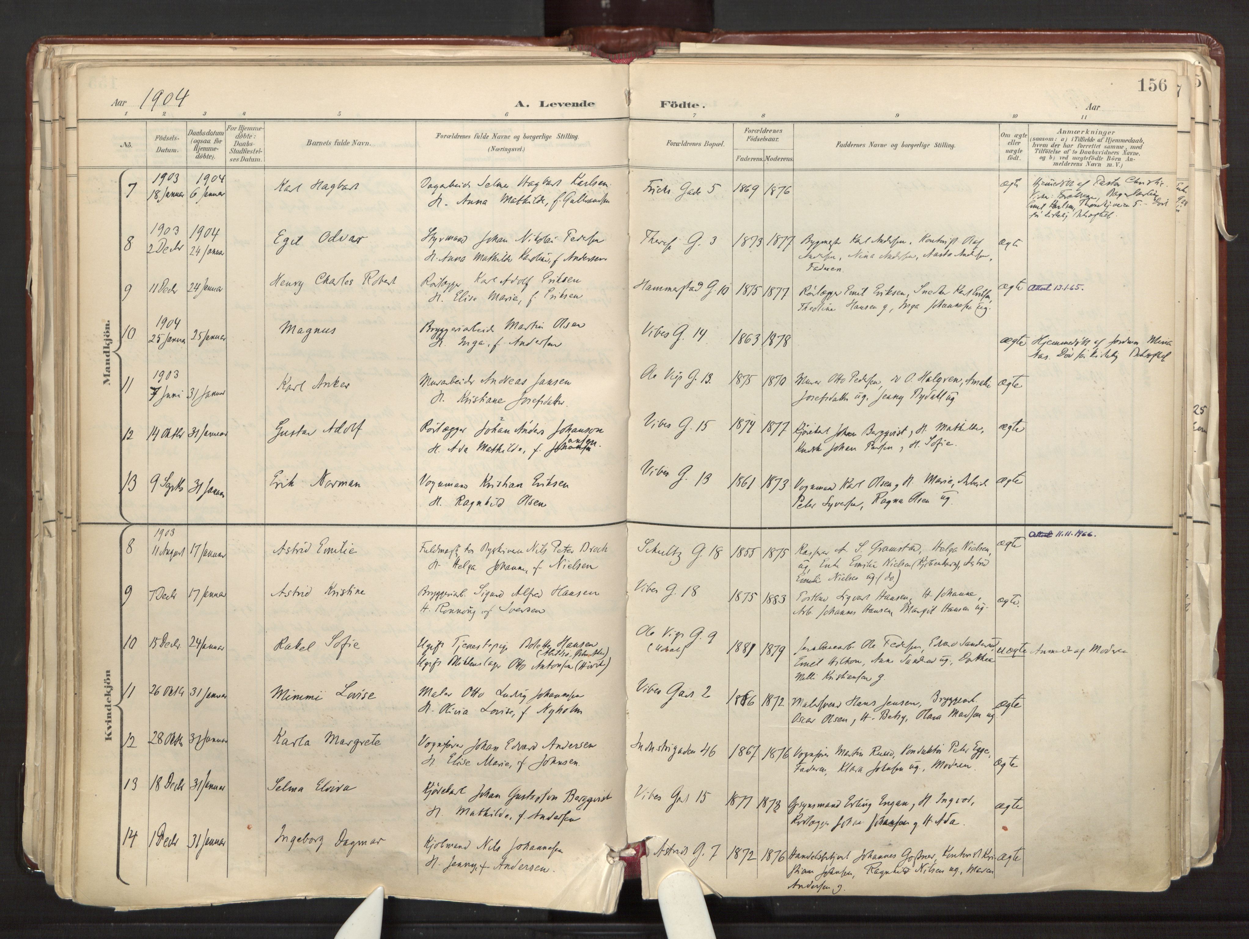 Fagerborg prestekontor Kirkebøker, AV/SAO-A-10844/F/Fa/L0001: Ministerialbok nr. 1, 1898-1909, s. 156