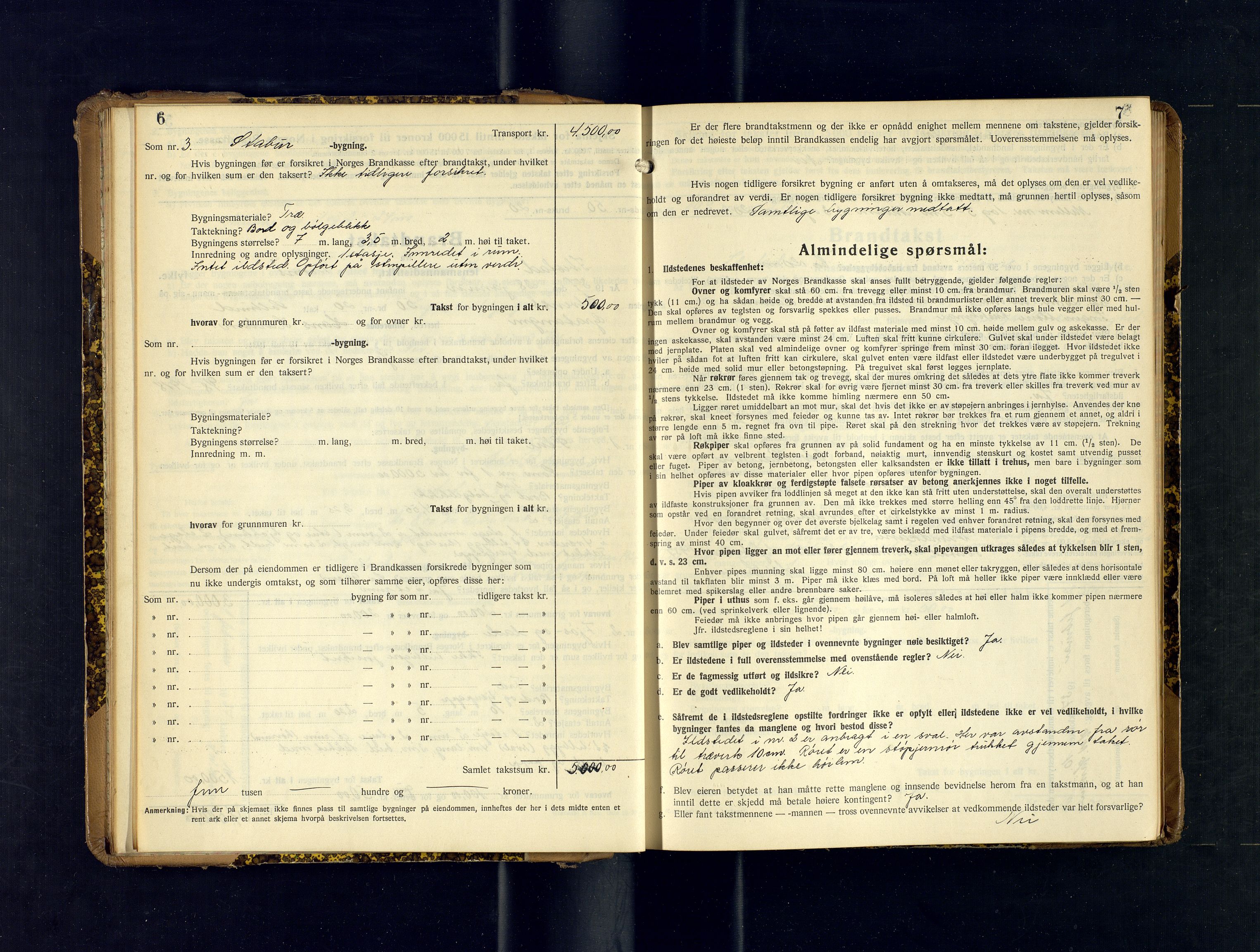 Ibestad lensmannskontor, AV/SATØ-S-1499/F/Fv/Fvh/L0284: Branntakstprotokoller, 1937-1939, s. 6-7