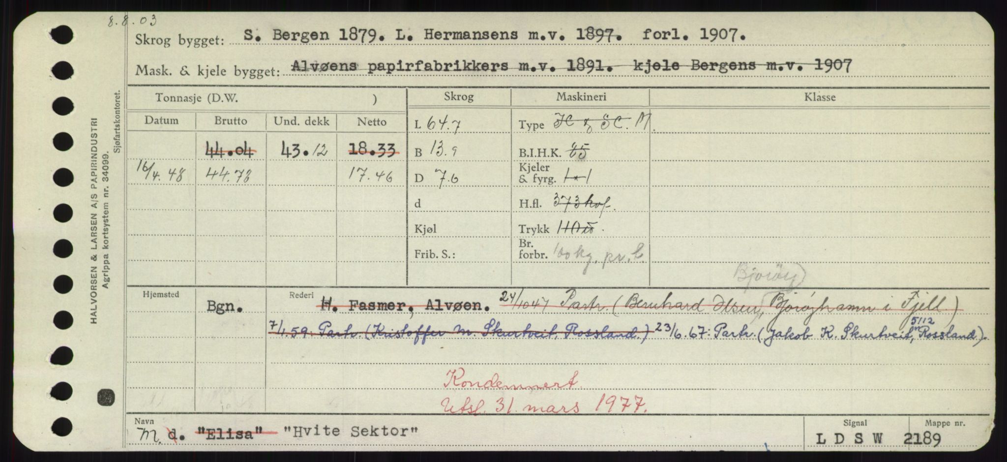 Sjøfartsdirektoratet med forløpere, Skipsmålingen, RA/S-1627/H/Hd/L0017: Fartøy, Holi-Hå, s. 201