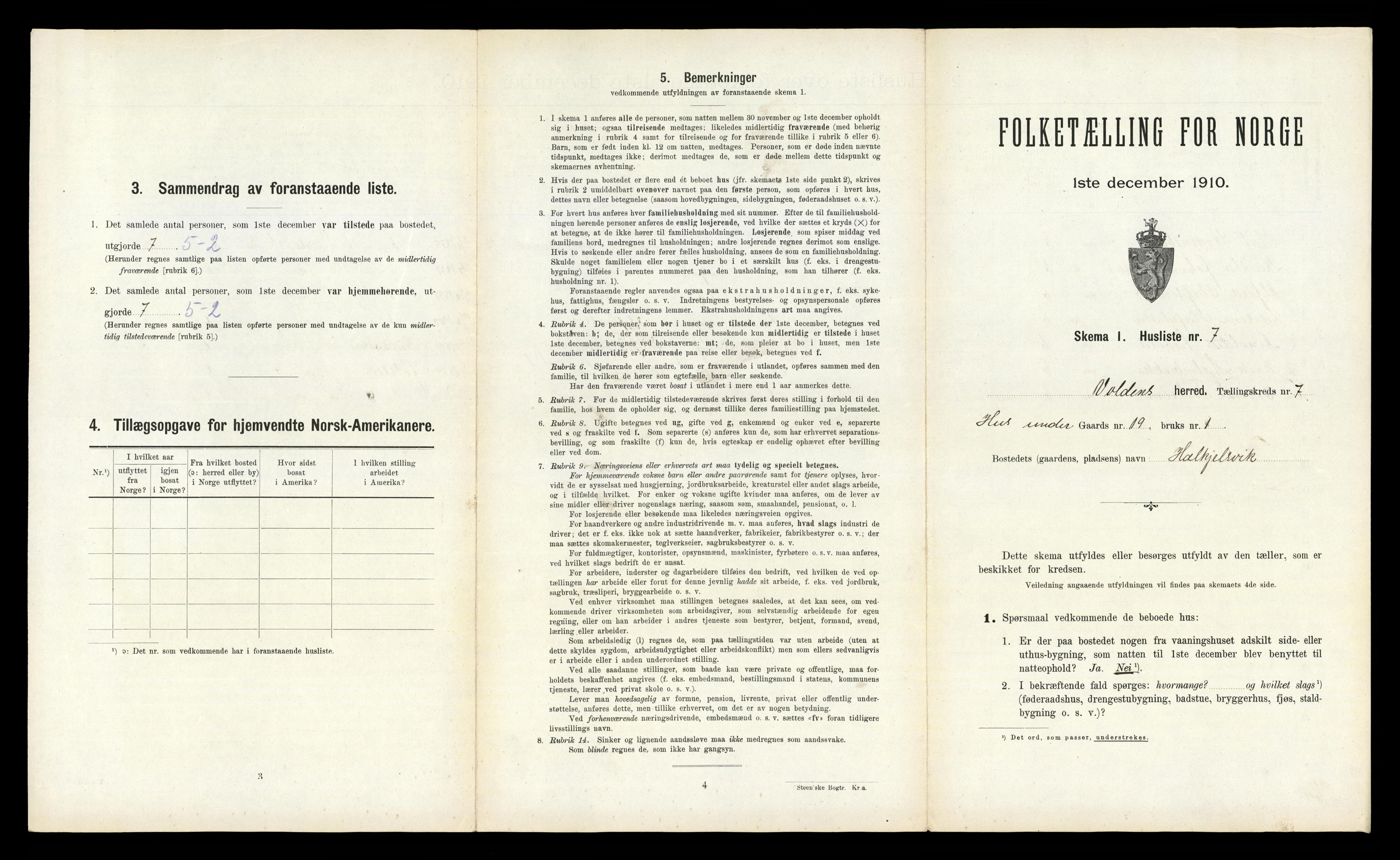 RA, Folketelling 1910 for 1519 Volda herred, 1910, s. 538