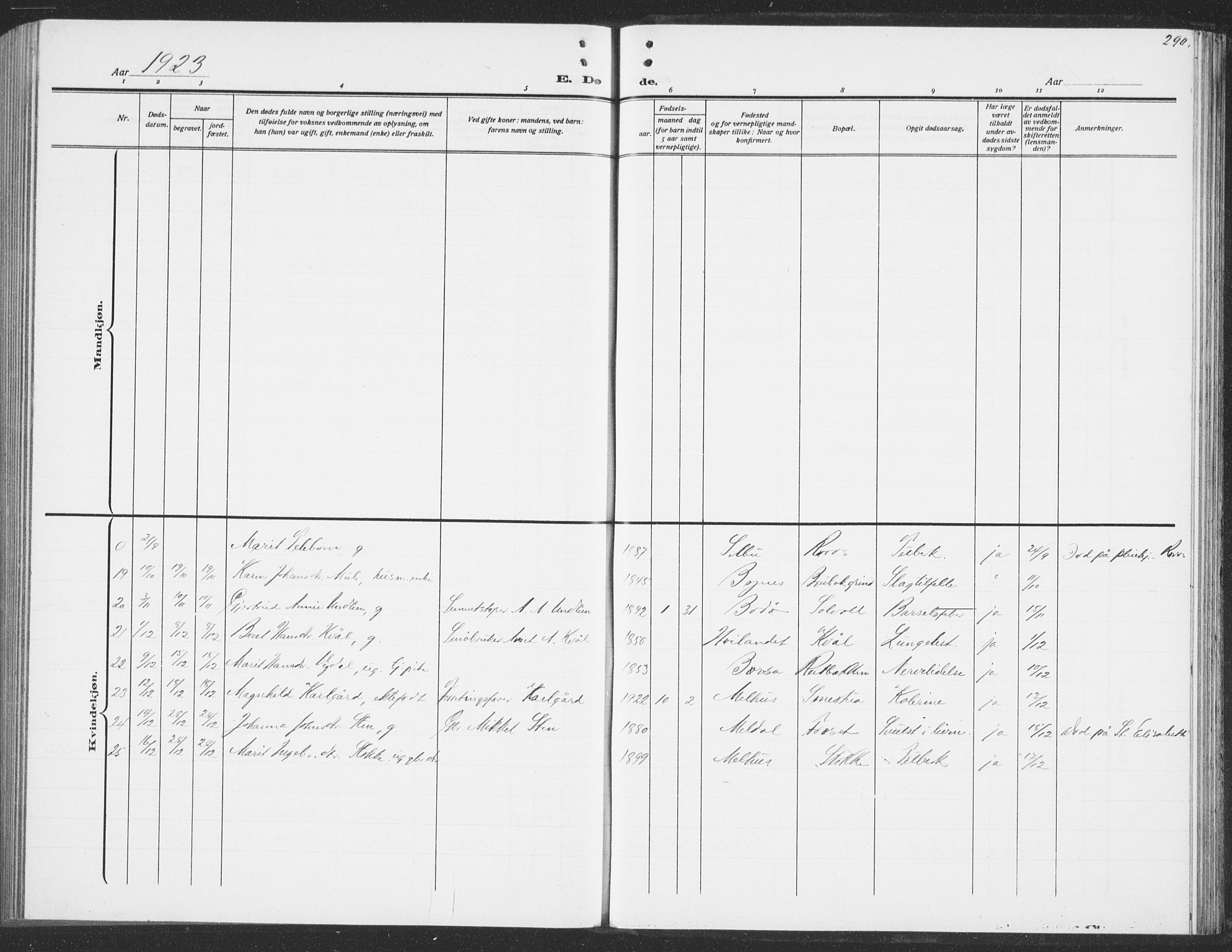 Ministerialprotokoller, klokkerbøker og fødselsregistre - Sør-Trøndelag, SAT/A-1456/691/L1095: Klokkerbok nr. 691C06, 1912-1933, s. 290