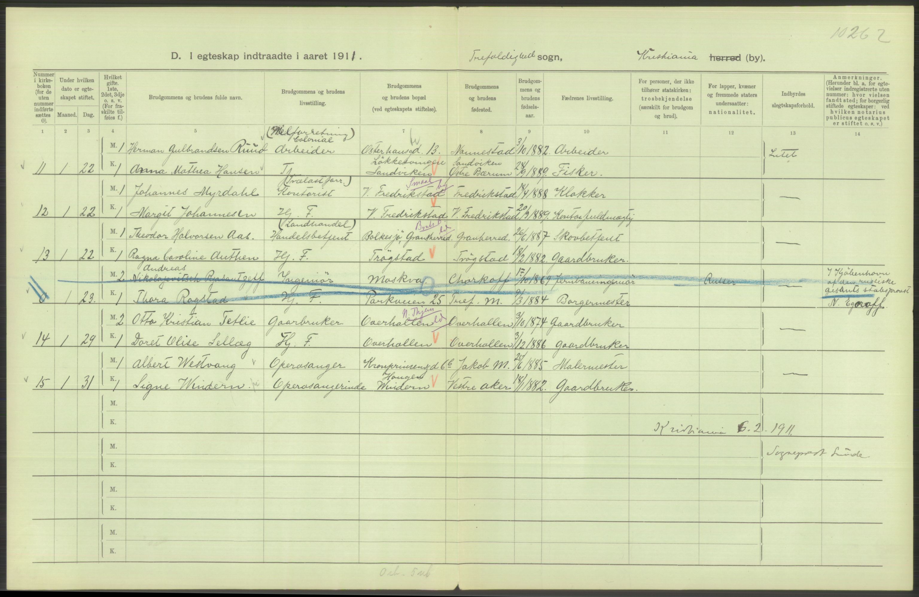 Statistisk sentralbyrå, Sosiodemografiske emner, Befolkning, AV/RA-S-2228/D/Df/Dfb/Dfba/L0008: Kristiania: Gifte, 1911, s. 544