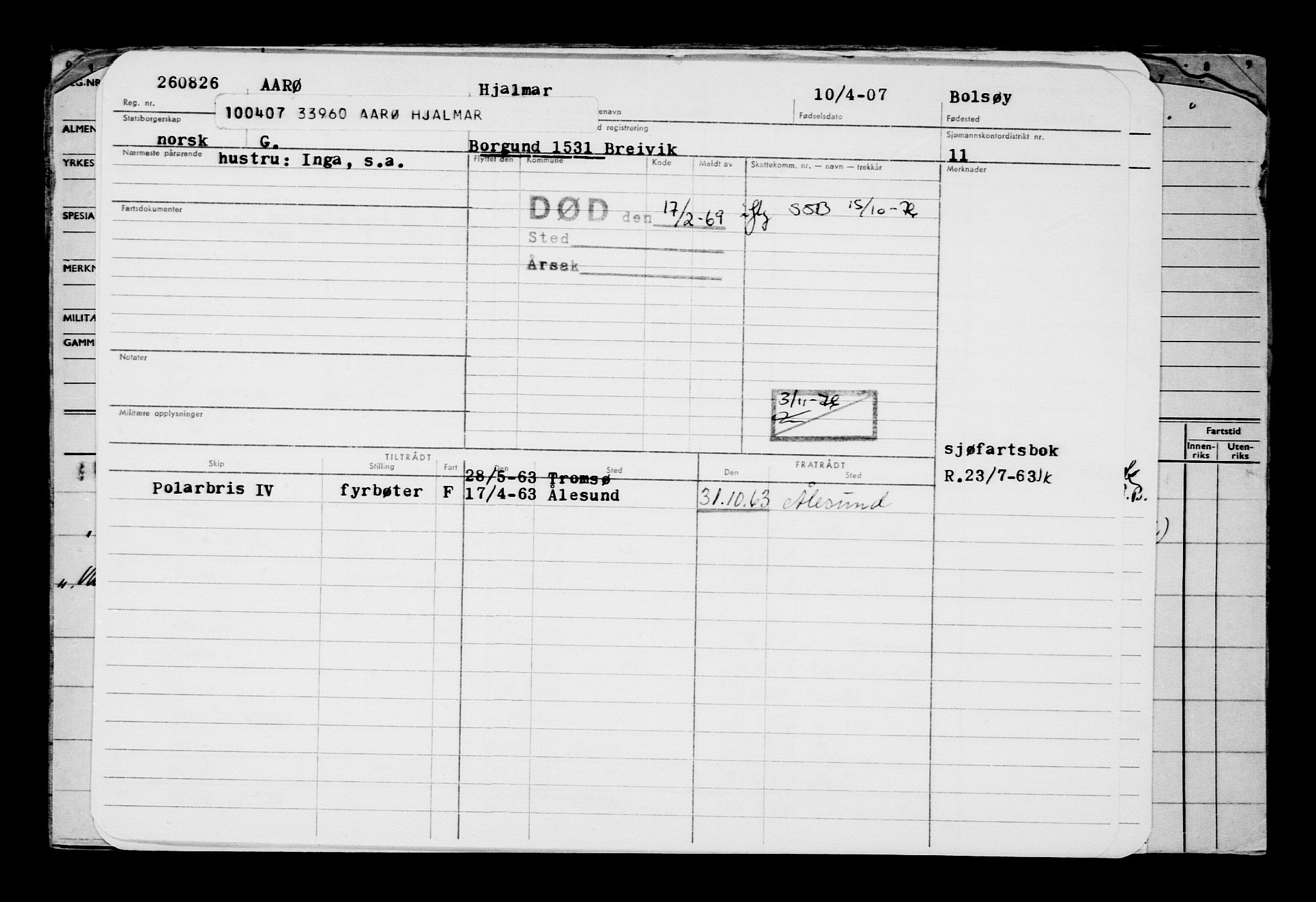 Direktoratet for sjømenn, RA/S-3545/G/Gb/L0070: Hovedkort, 1907, s. 489