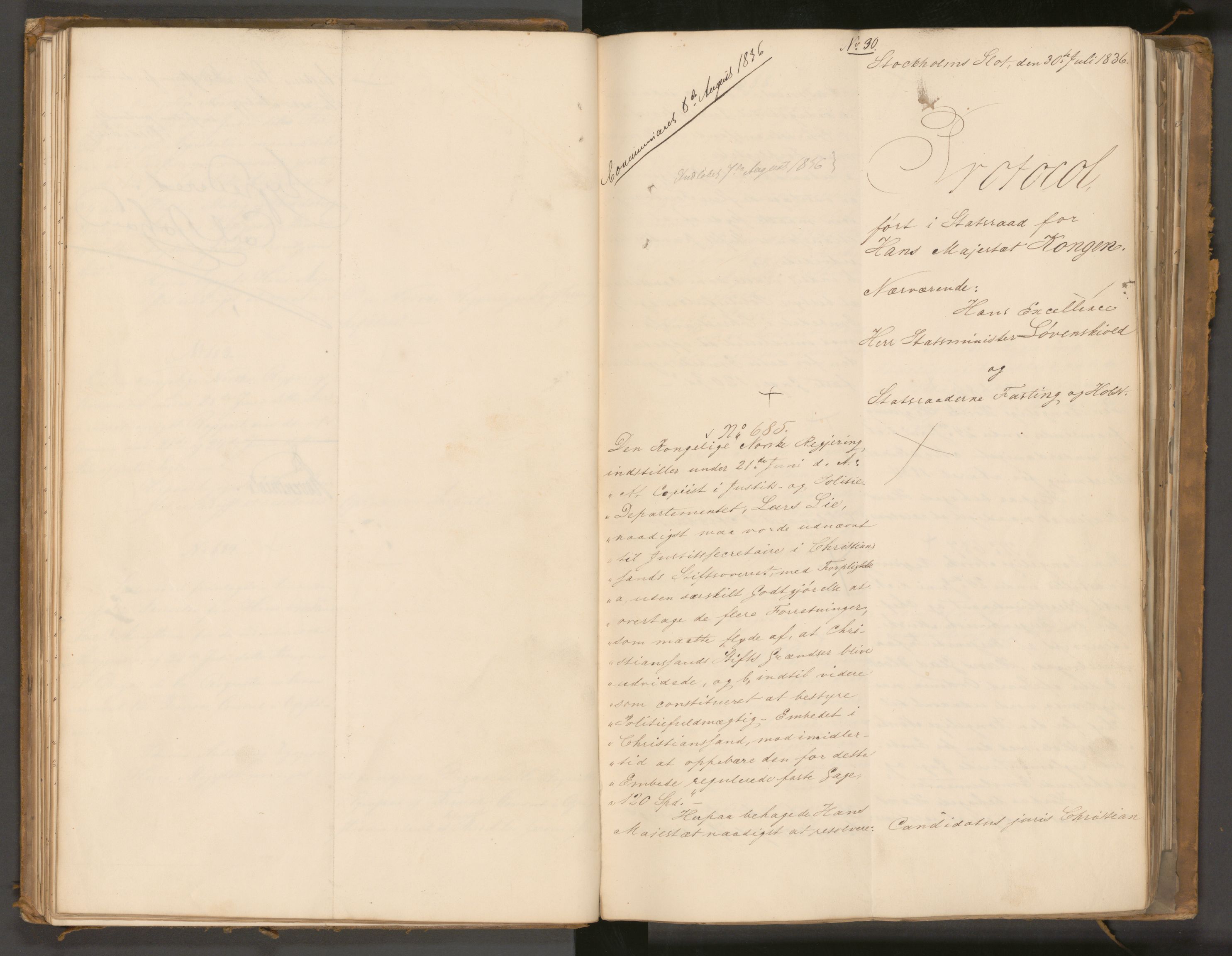 Statsrådssekretariatet, AV/RA-S-1001/A/Ab/L0043: Kgl. res. nr. 632-1192, 2. halvår, 1836