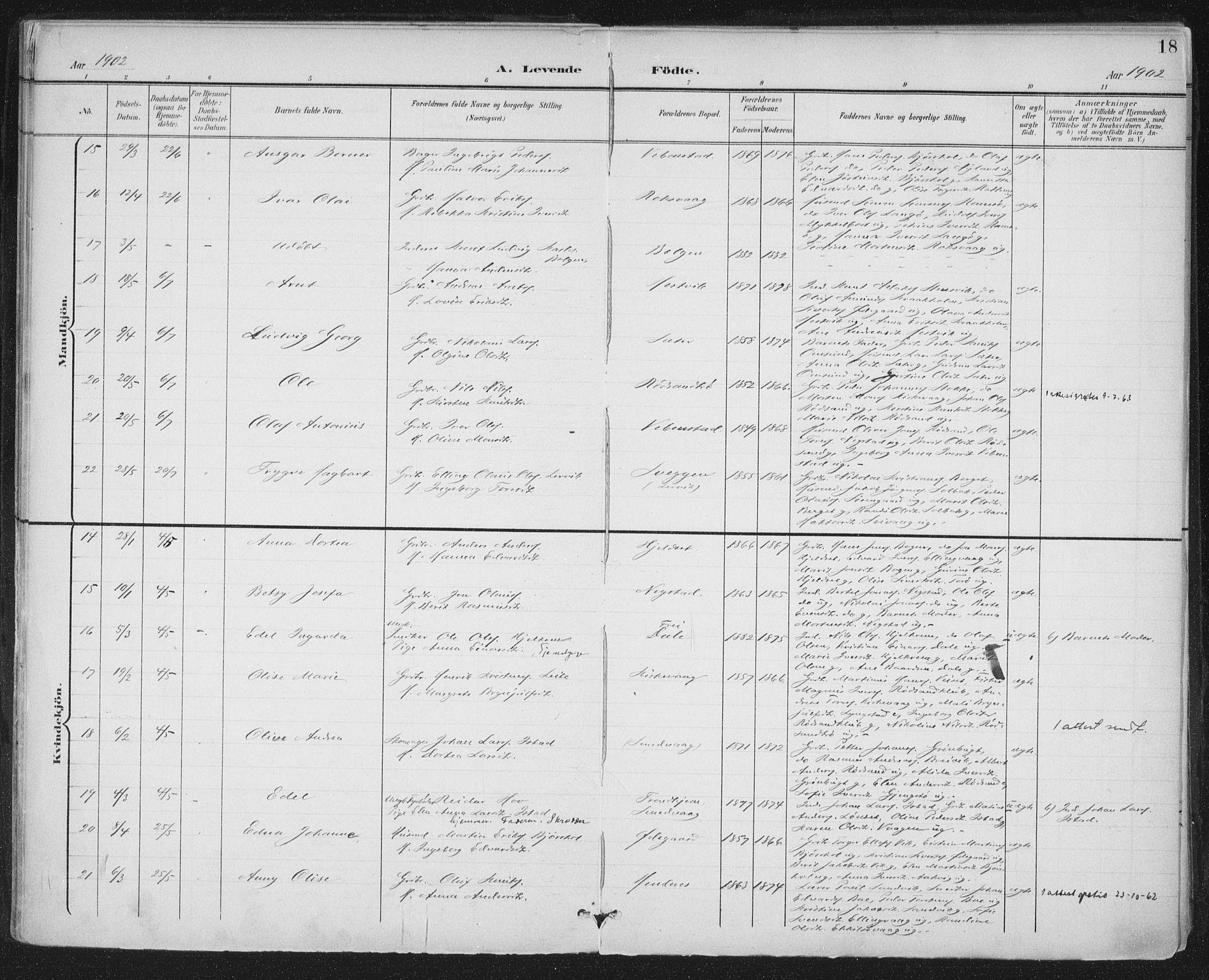 Ministerialprotokoller, klokkerbøker og fødselsregistre - Møre og Romsdal, SAT/A-1454/569/L0820: Ministerialbok nr. 569A06, 1900-1911, s. 18