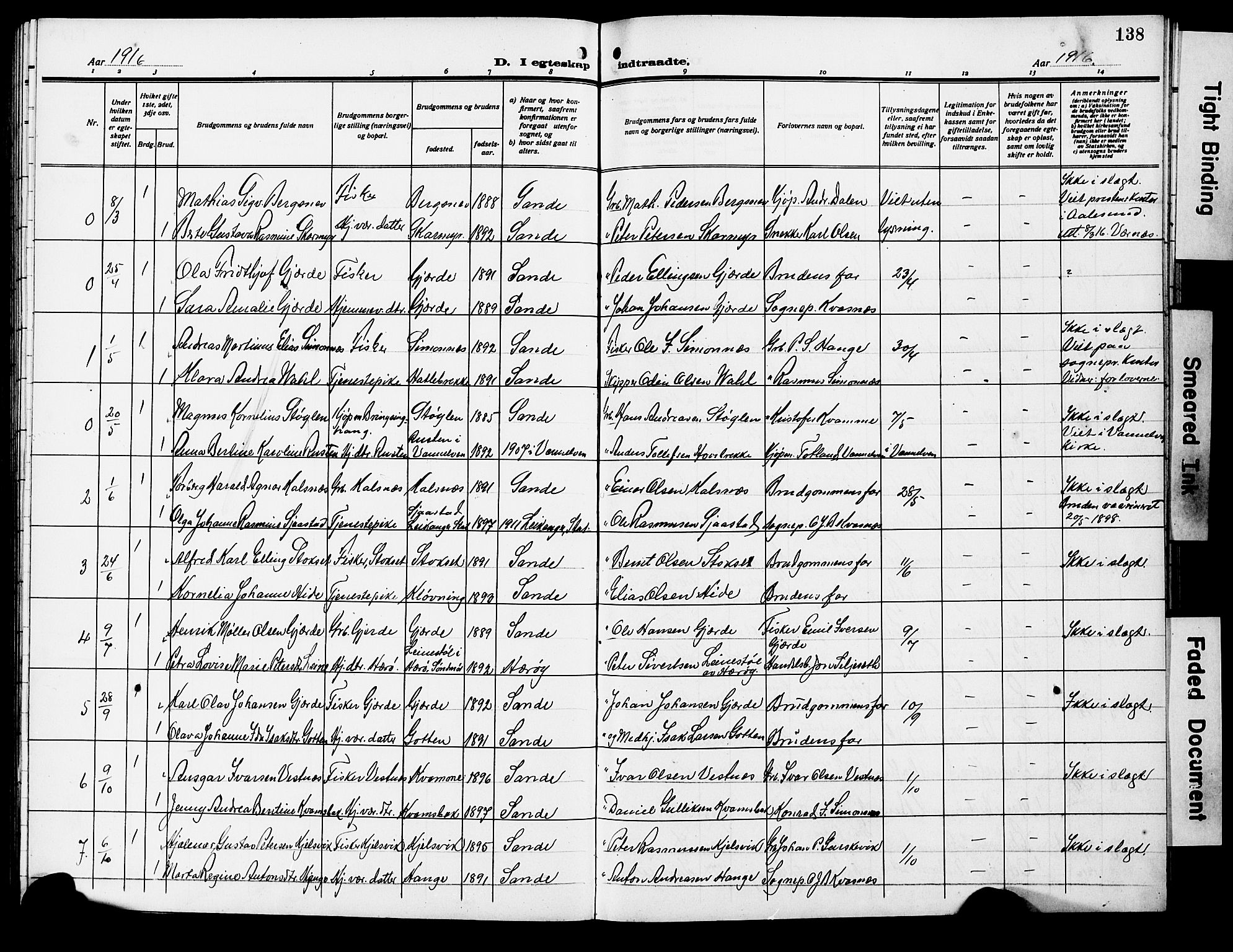 Ministerialprotokoller, klokkerbøker og fødselsregistre - Møre og Romsdal, SAT/A-1454/503/L0050: Klokkerbok nr. 503C05, 1909-1922, s. 138