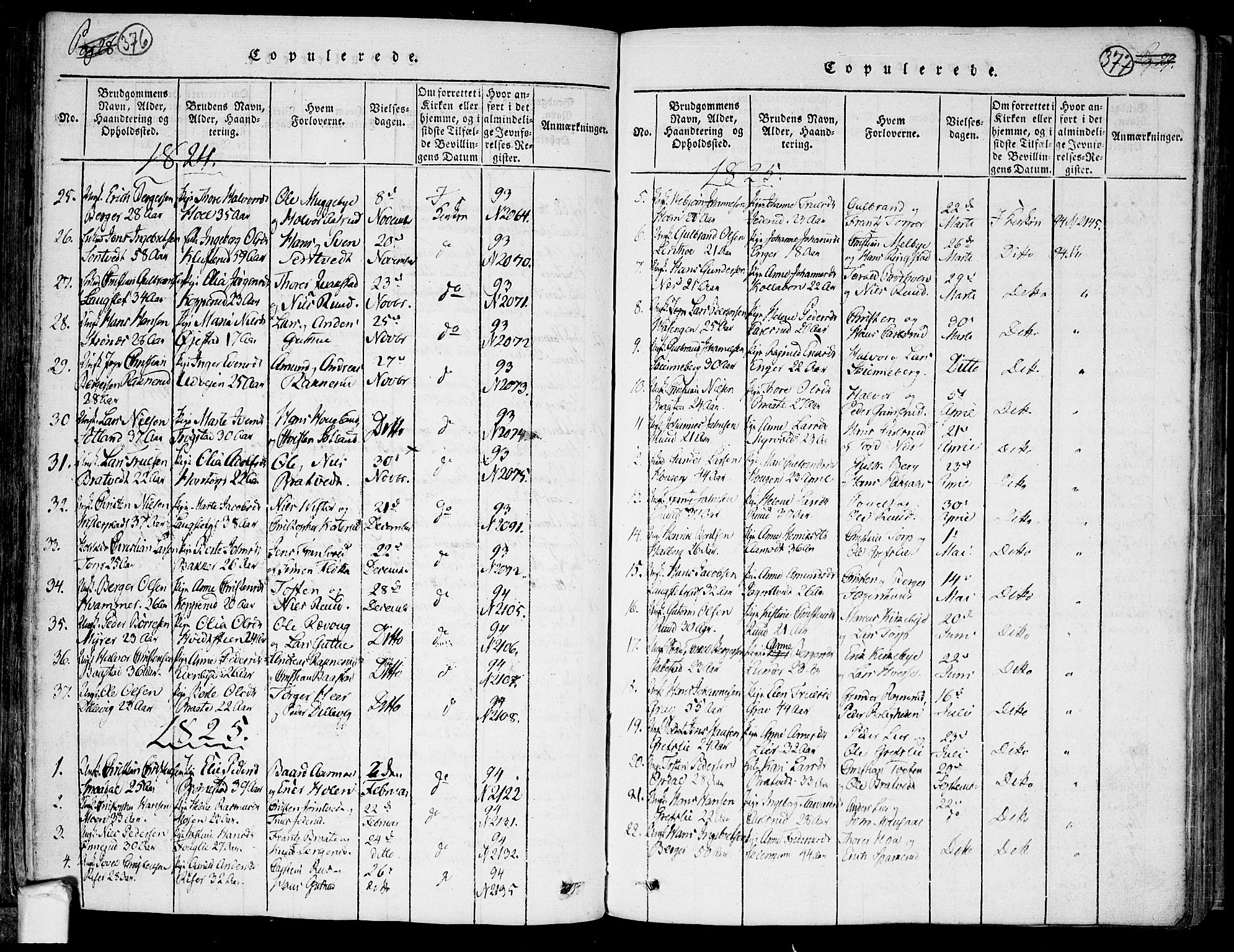 Trøgstad prestekontor Kirkebøker, AV/SAO-A-10925/F/Fa/L0006: Ministerialbok nr. I 6, 1815-1844, s. 376-377