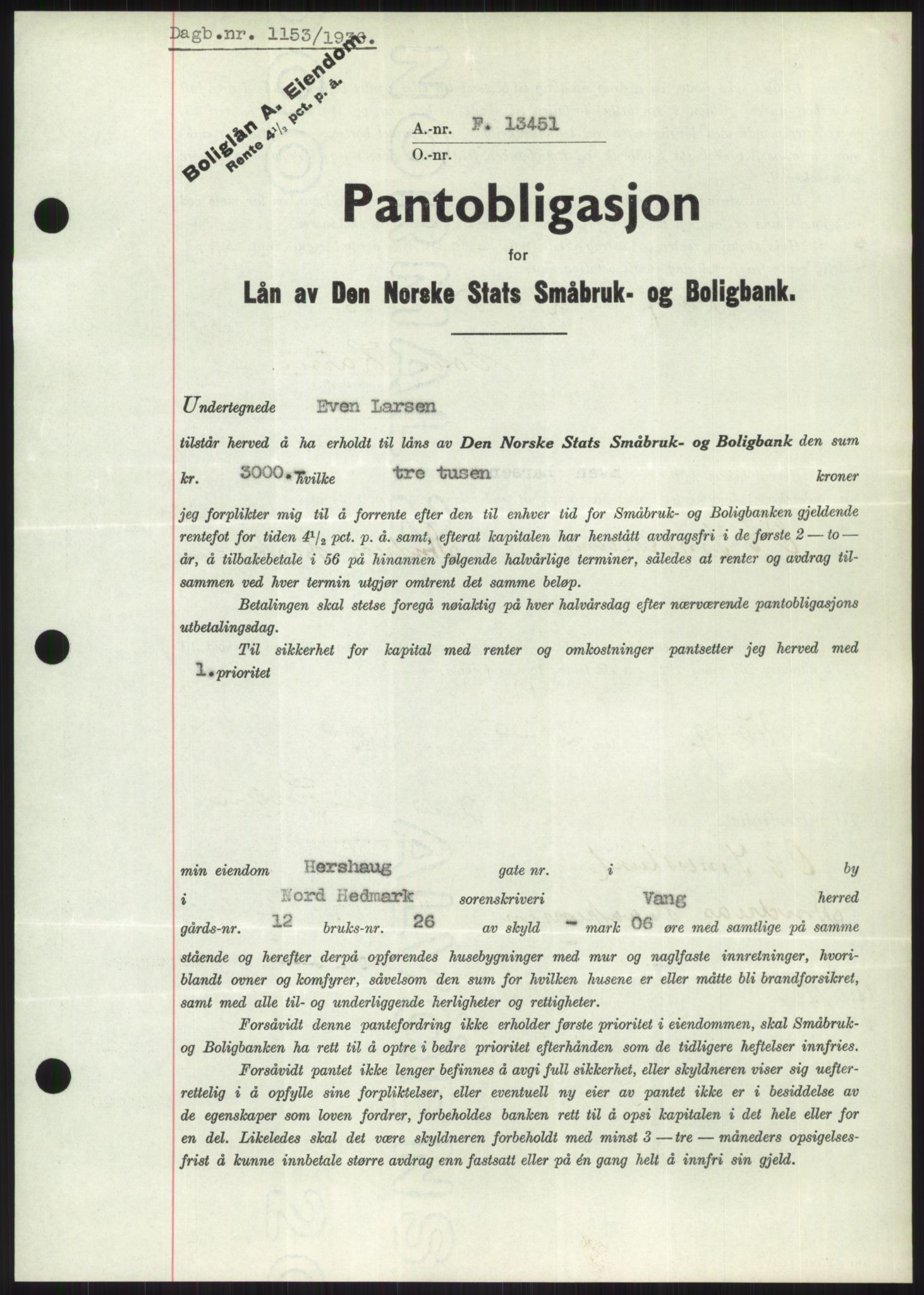 Nord-Hedmark sorenskriveri, SAH/TING-012/H/Hb/Hbf/L0001: Pantebok nr. B1, 1936-1936, Dagboknr: 1153/1936