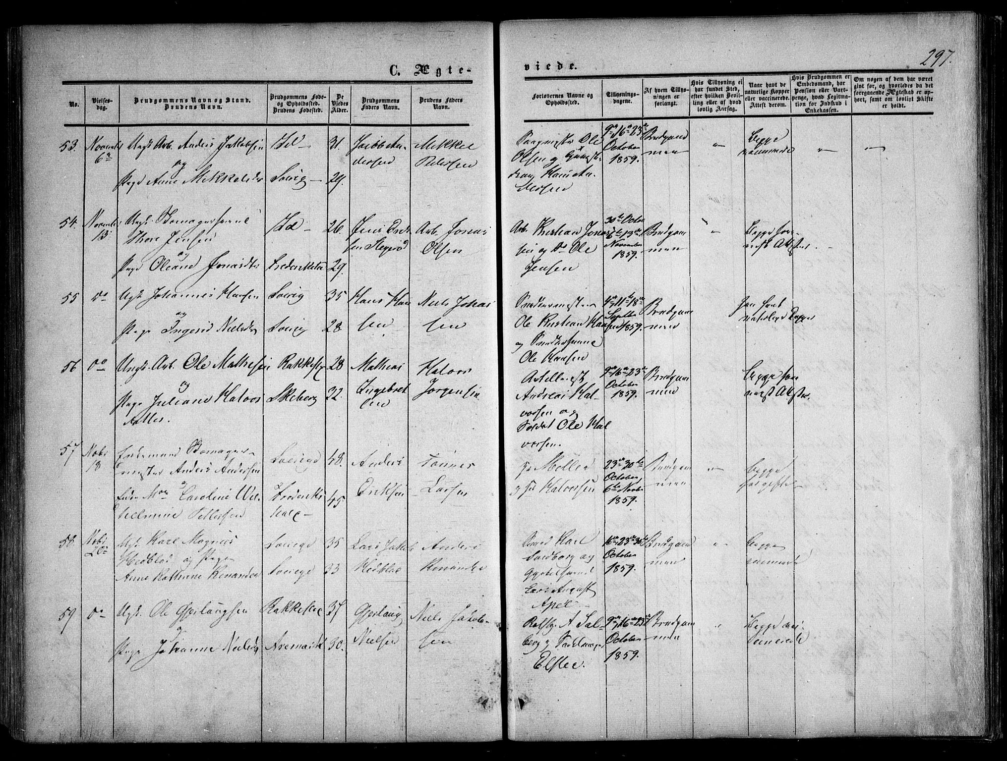 Halden prestekontor Kirkebøker, AV/SAO-A-10909/F/Fa/L0007: Ministerialbok nr. I 7, 1857-1865, s. 297