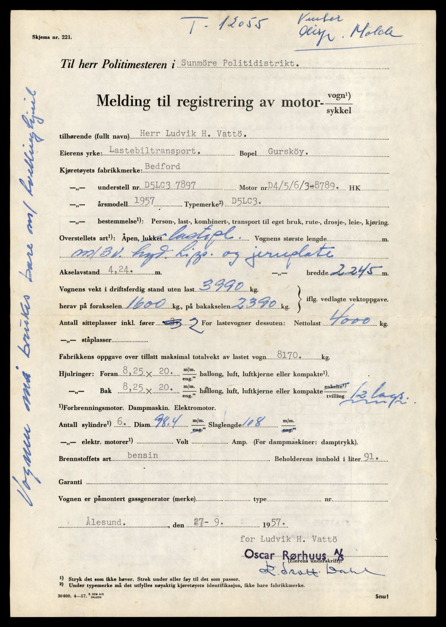 Møre og Romsdal vegkontor - Ålesund trafikkstasjon, AV/SAT-A-4099/F/Fe/L0035: Registreringskort for kjøretøy T 12653 - T 12829, 1927-1998, s. 1524